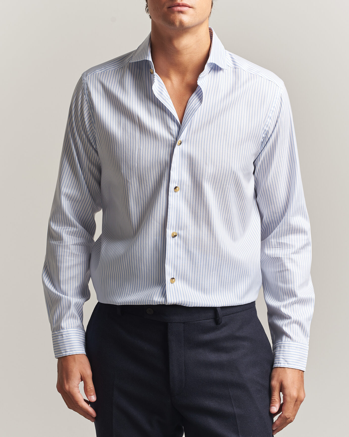 Mies | Kauluspaidat | Eton | Casual Fit Signature Oxford Striped Shirt Light Blue