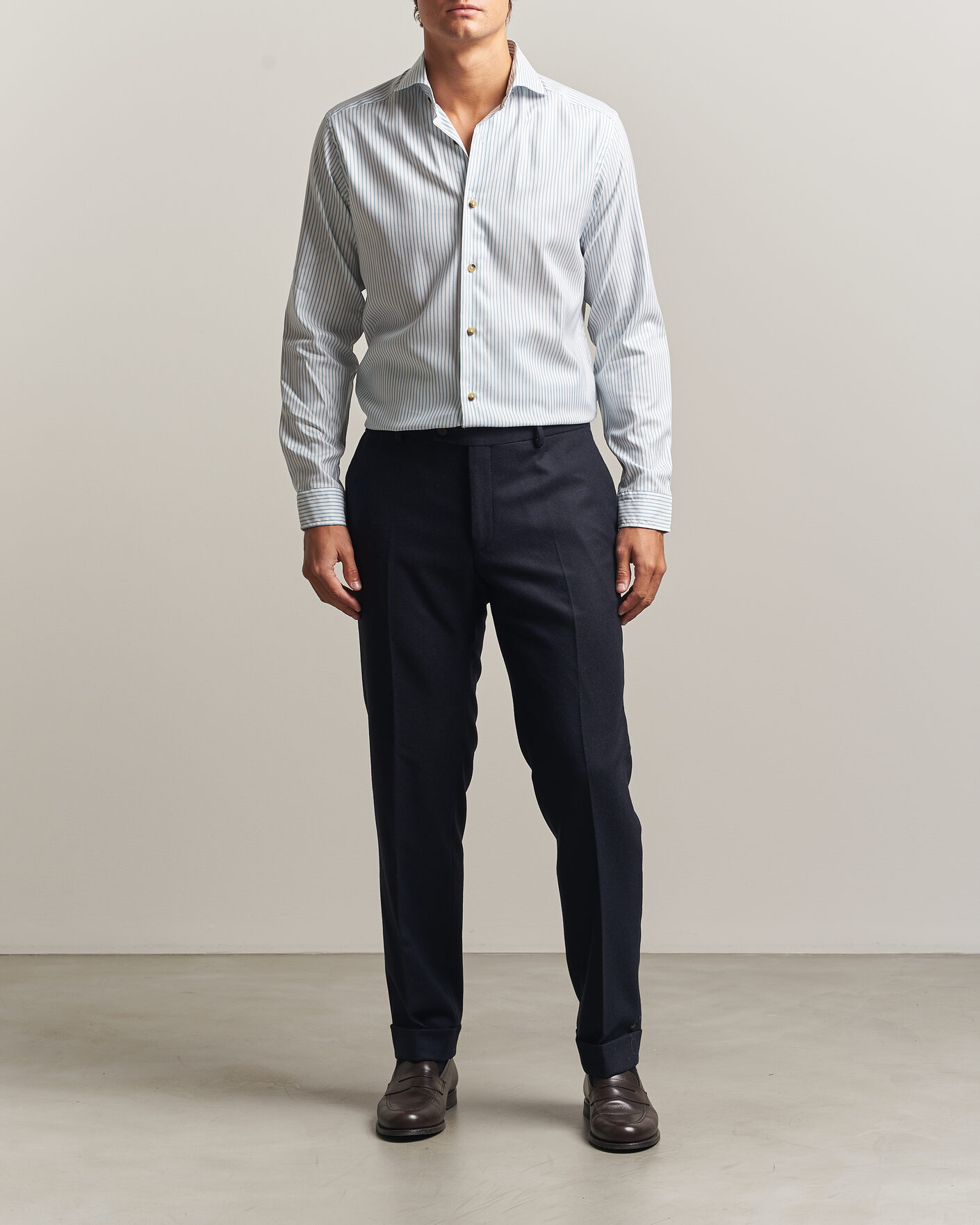 Mies | Kauluspaidat | Eton | Casual Fit Signature Oxford Striped Shirt Mid Blue