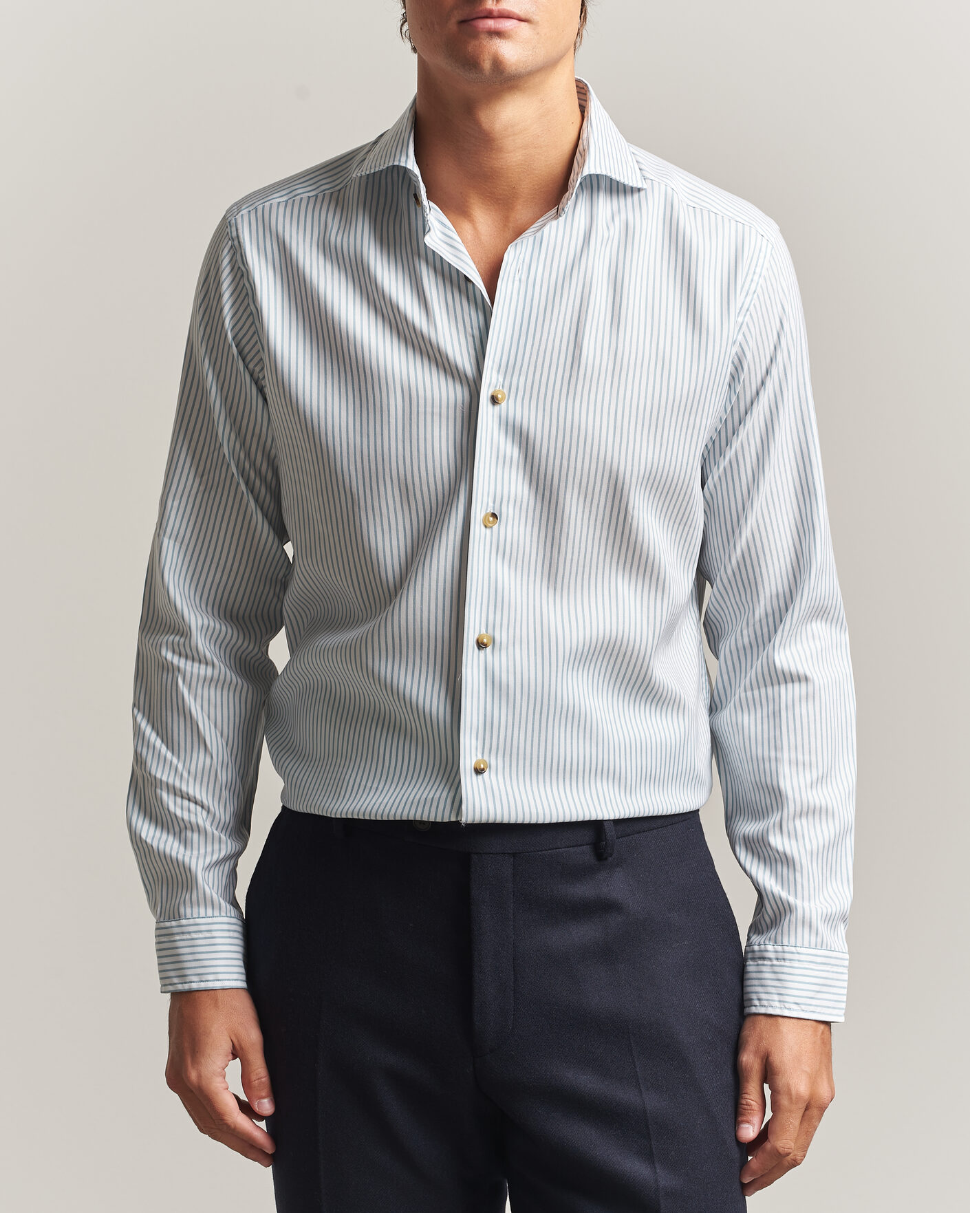 Mies | Kauluspaidat | Eton | Casual Fit Signature Oxford Striped Shirt Mid Blue