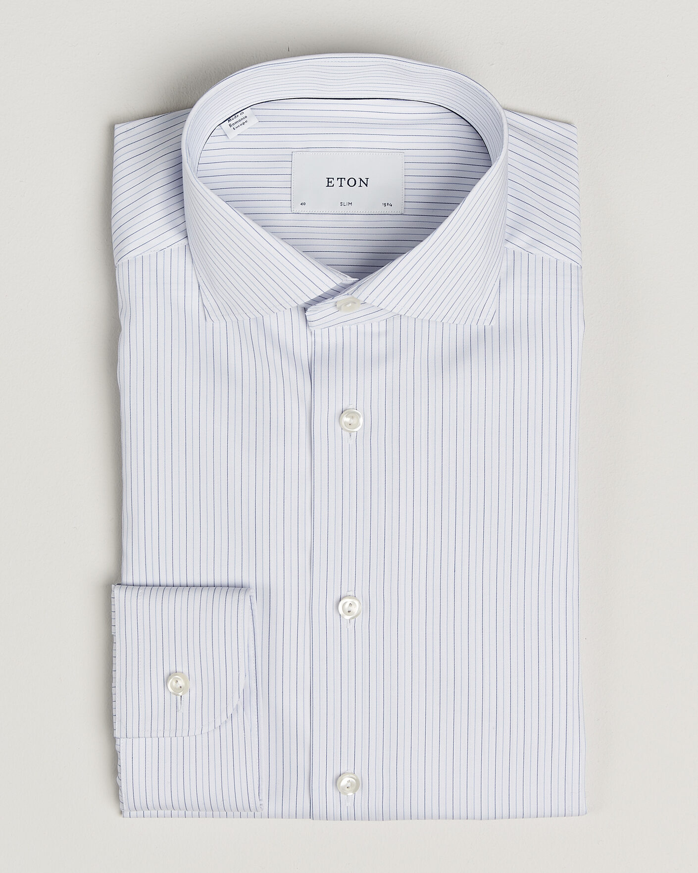 Mies | Kauluspaidat | Eton | Slim Fit Fine Twill Striped Shirt Light Blue