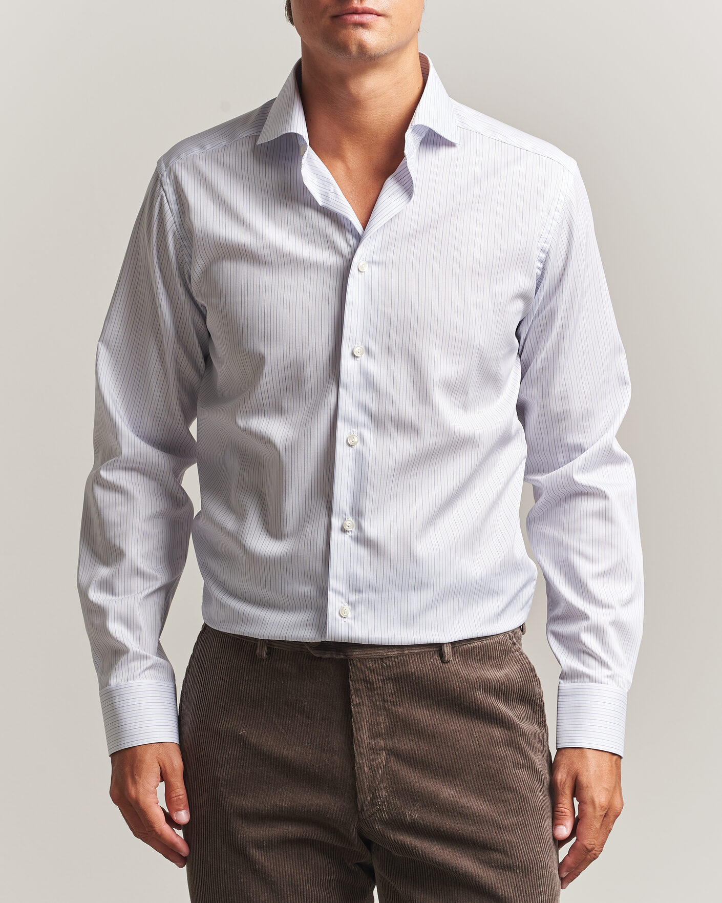 Mies | Kauluspaidat | Eton | Slim Fit Fine Twill Striped Shirt Light Blue