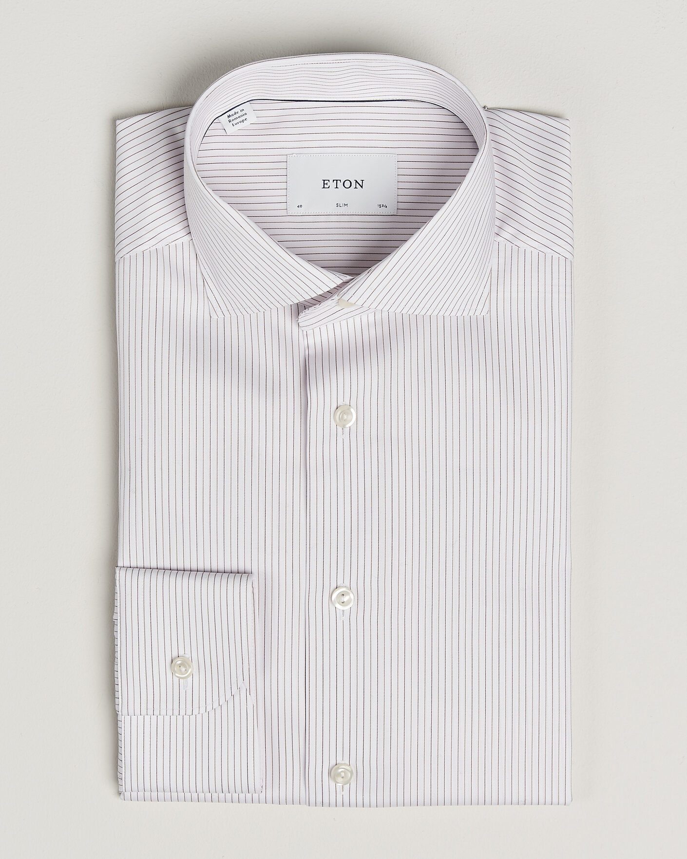 Mies | Kauluspaidat | Eton | Slim Fit Fine Twill Striped Shirt Orange