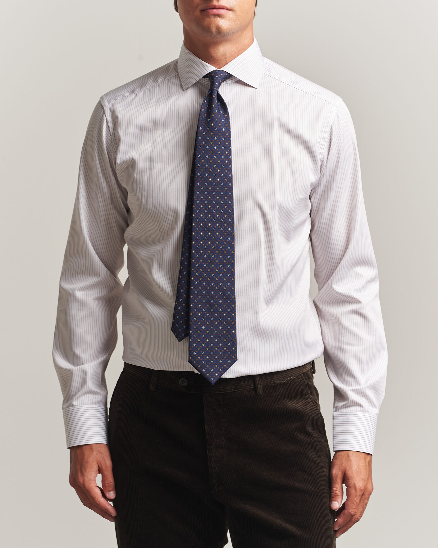 Mies | Kauluspaidat | Eton | Slim Fit Fine Twill Striped Shirt Orange