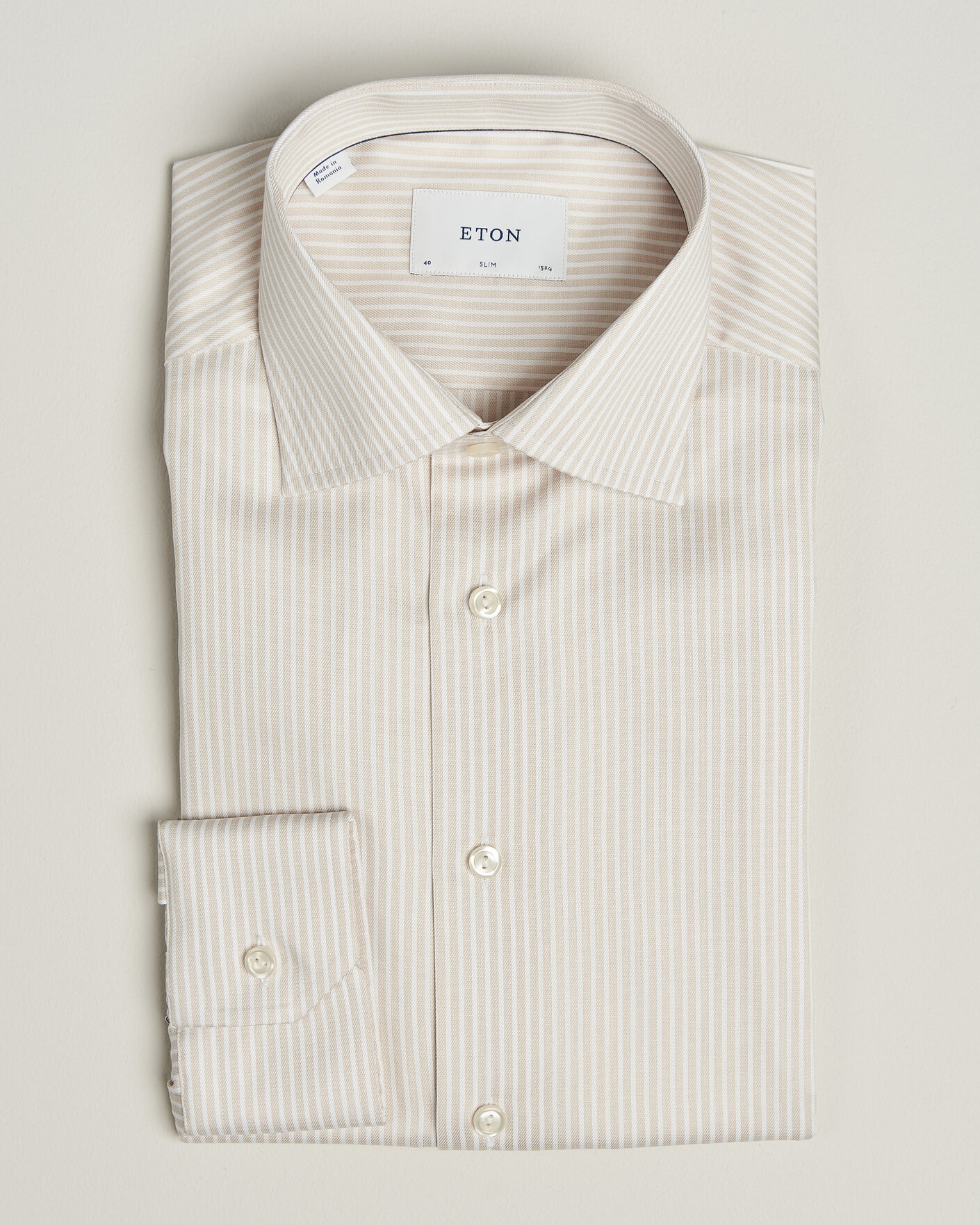 Mies | Kauluspaidat | Eton | Slim Fit Signature Twill Striped Shirt Beige