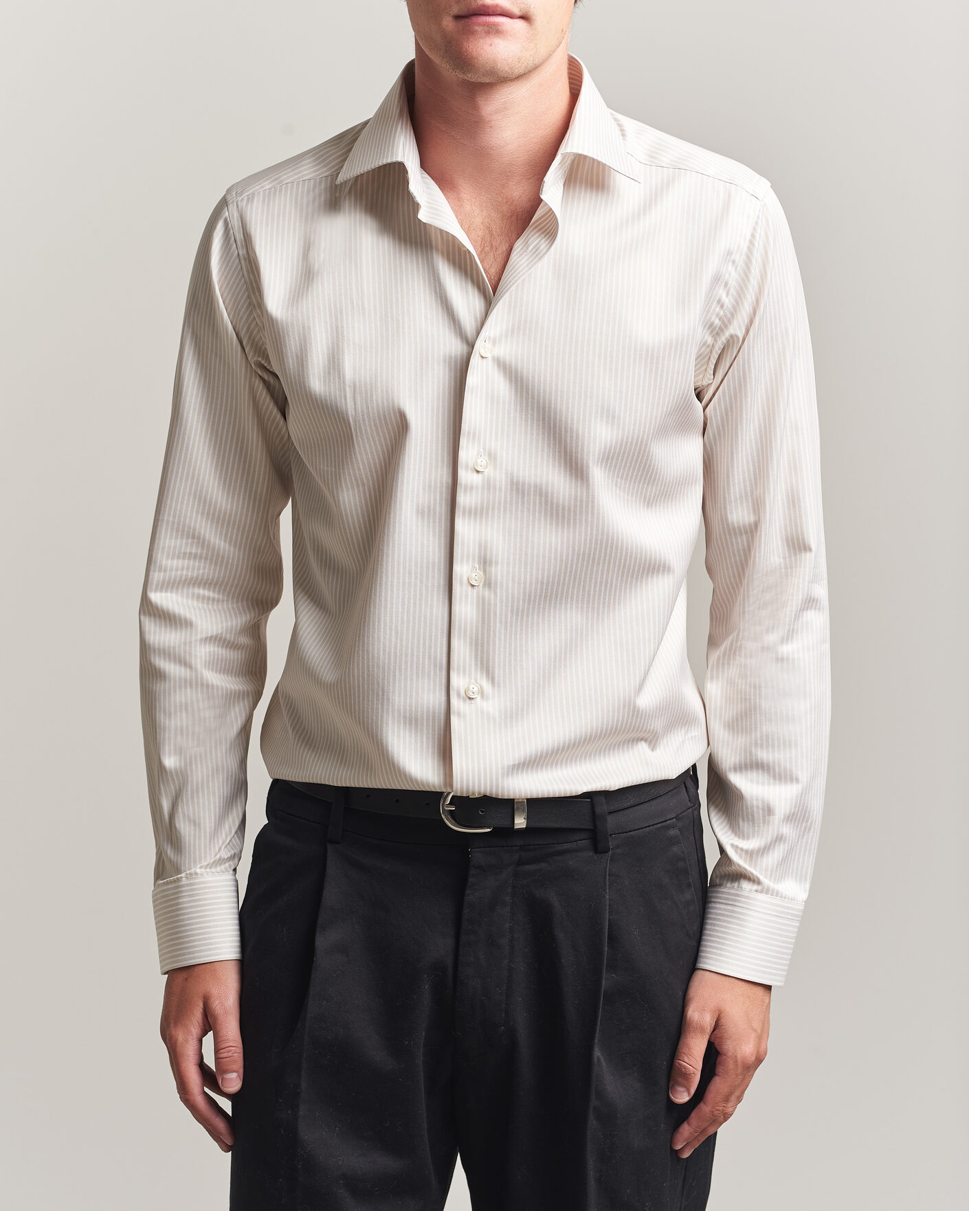 Mies | Kauluspaidat | Eton | Slim Fit Signature Twill Striped Shirt Beige