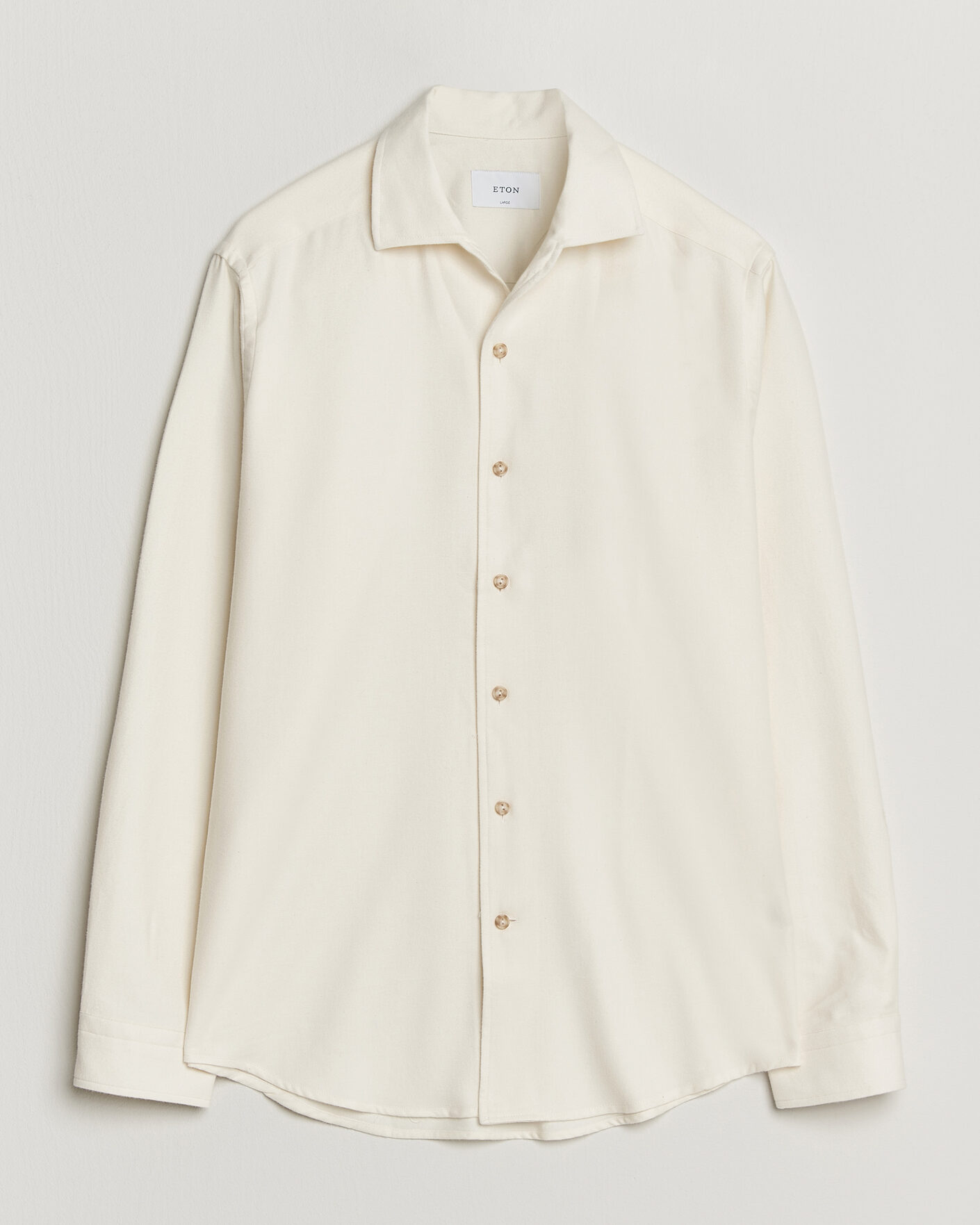 Mies | Kauluspaidat | Eton | Casual Fit One Piece Collar Flannel Shirt Off White