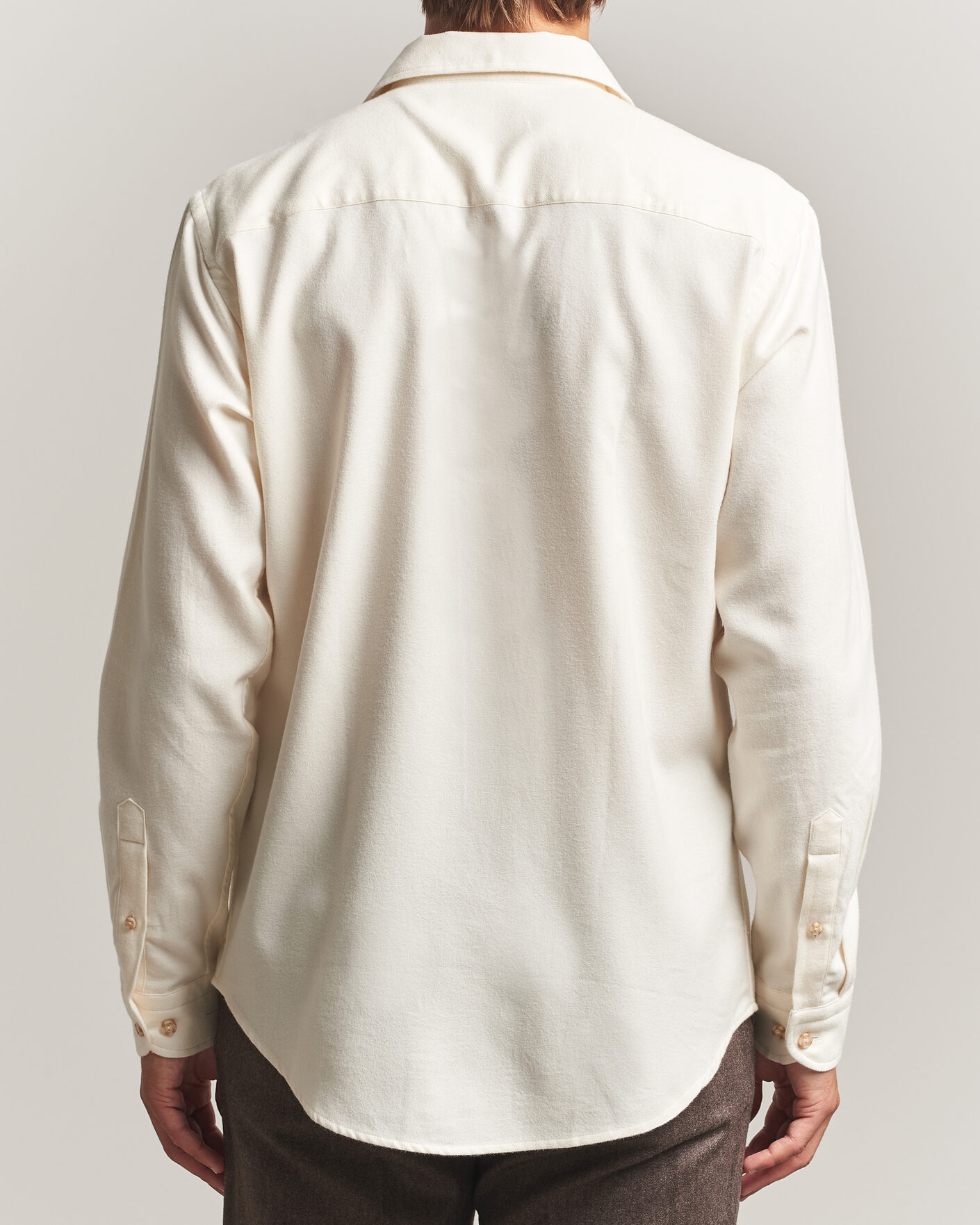 Mies | Kauluspaidat | Eton | Casual Fit One Piece Collar Flannel Shirt Off White