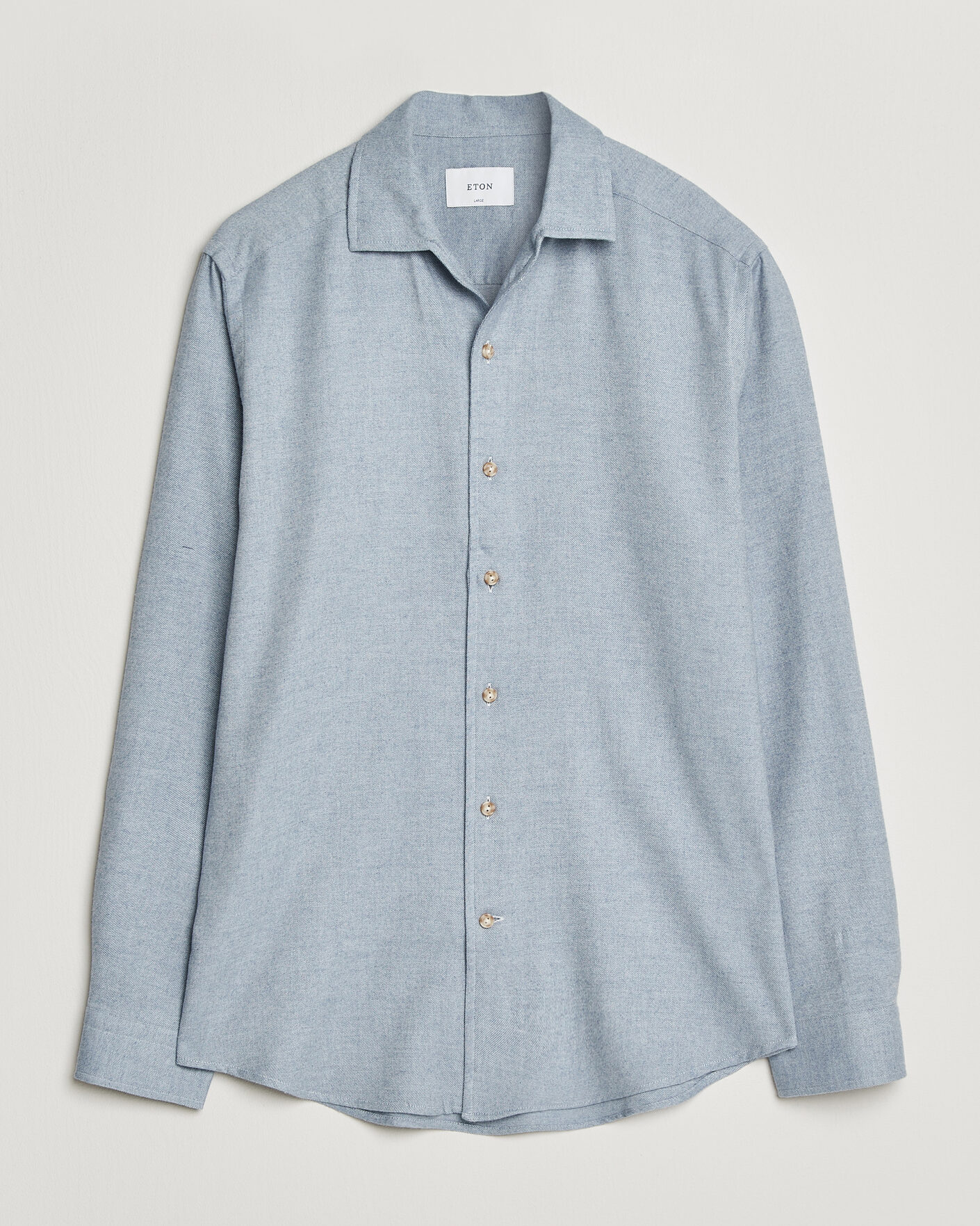 Mies | Kauluspaidat | Eton | Casual Fit One Piece Collar Flannel Shirt Light Blue