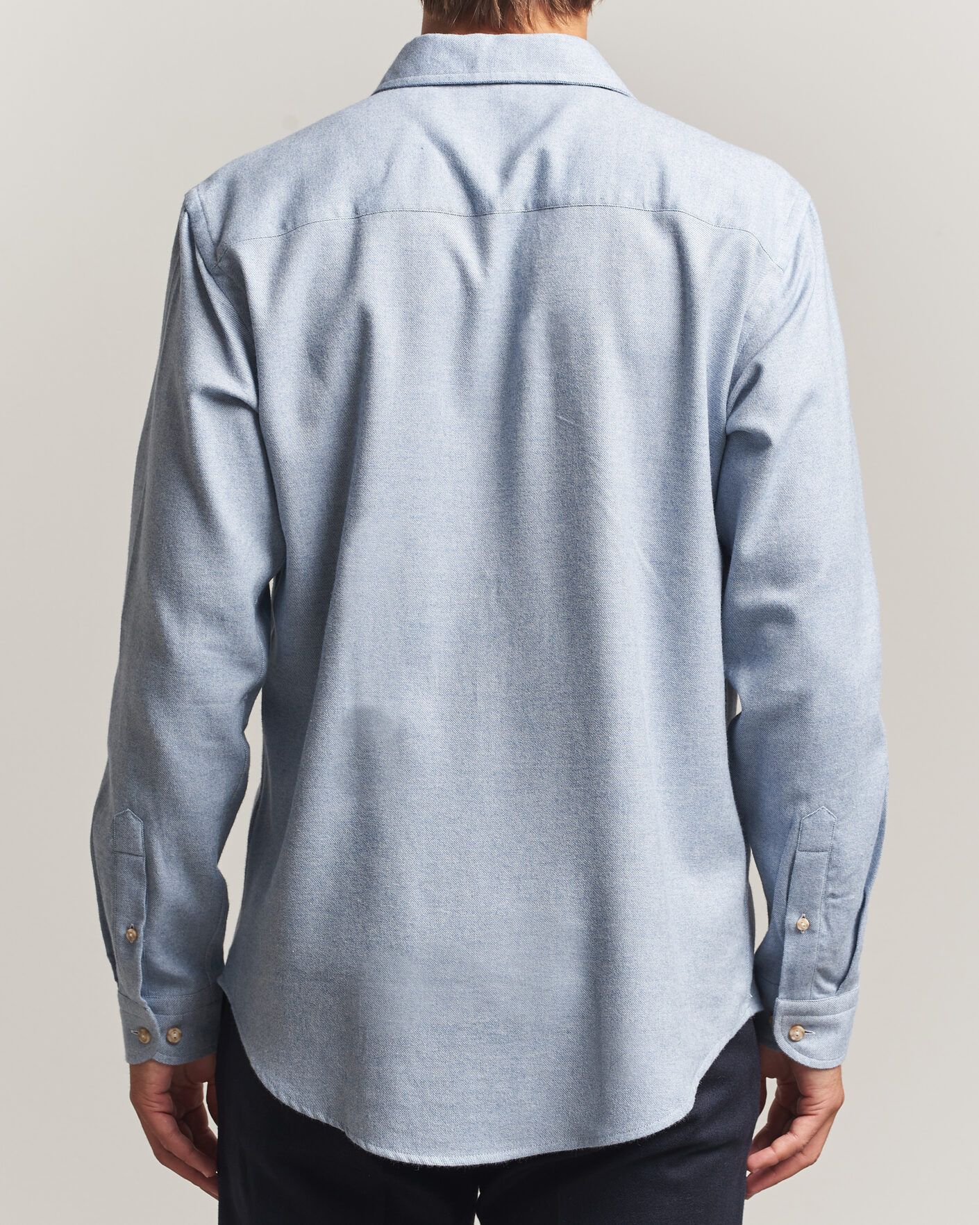 Mies | Kauluspaidat | Eton | Casual Fit One Piece Collar Flannel Shirt Light Blue
