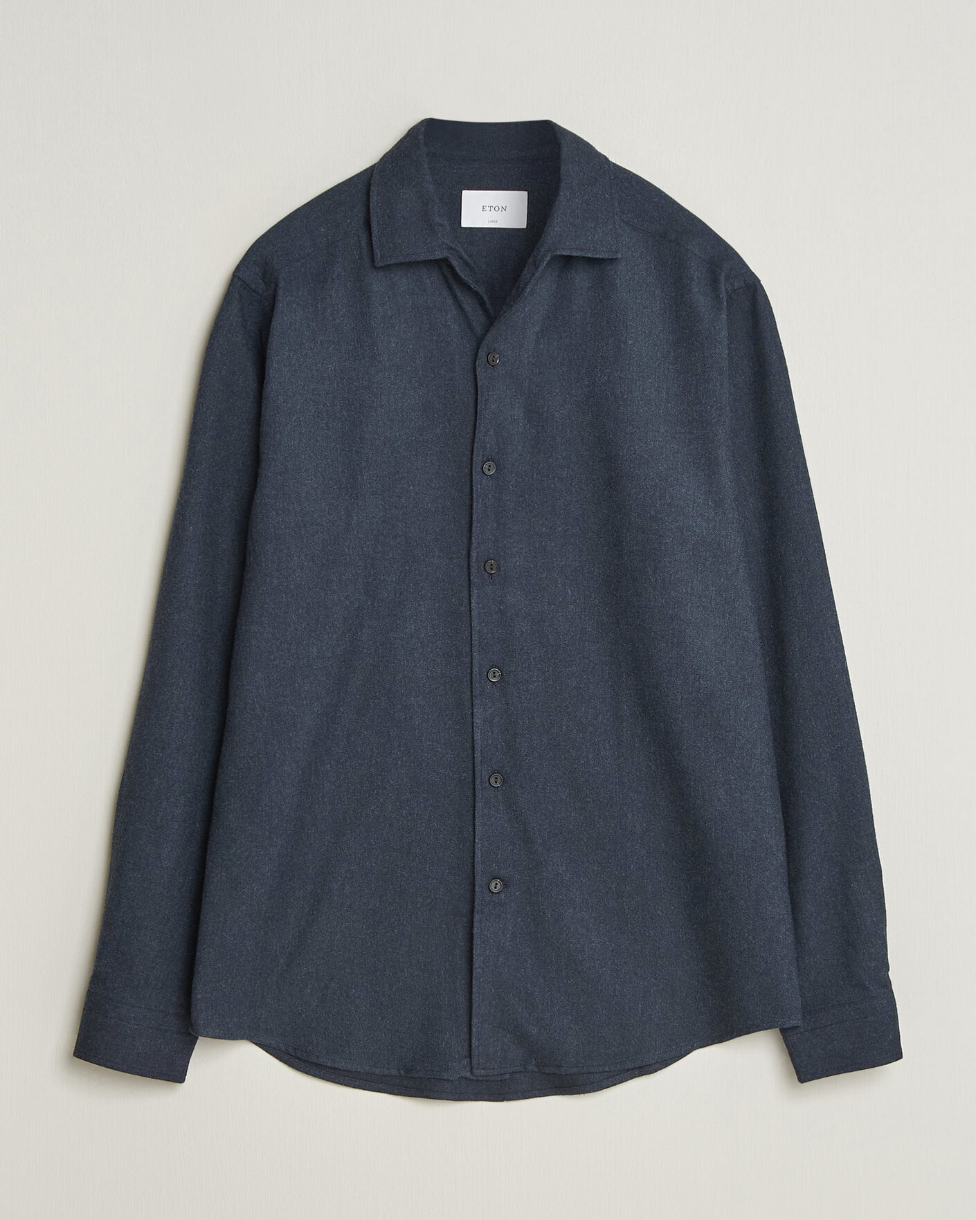 Mies | Kauluspaidat | Eton | Casual Fit One Piece Collar Flannel Shirt Navy Blue