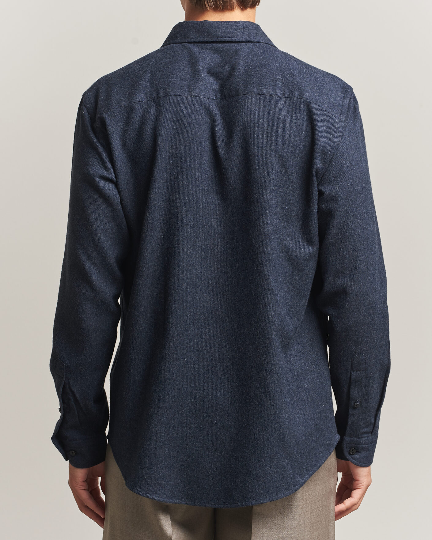Mies | Kauluspaidat | Eton | Casual Fit One Piece Collar Flannel Shirt Navy Blue