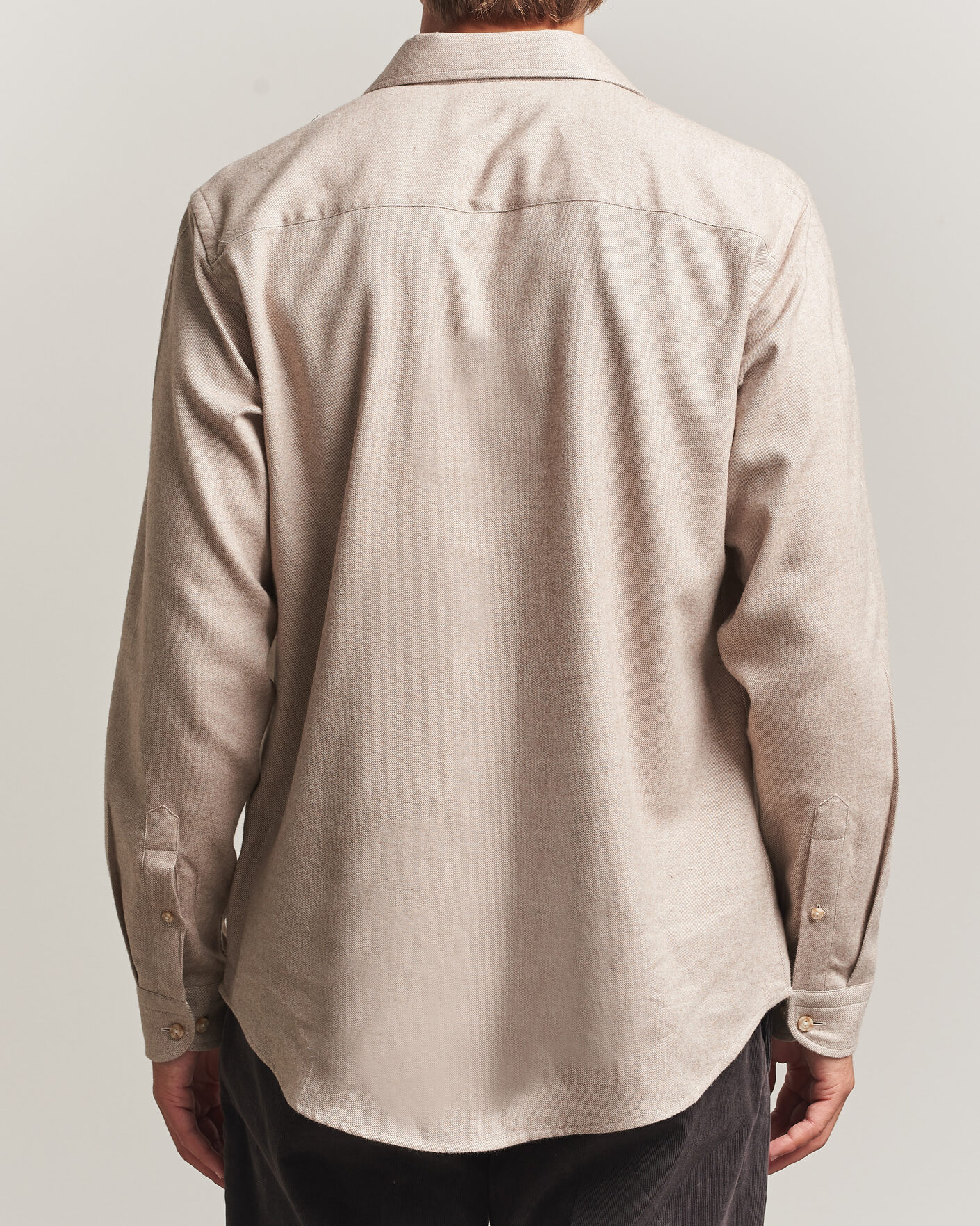 Mies | Kauluspaidat | Eton | Casual Fit One Piece Collar Flannel Shirt Beige