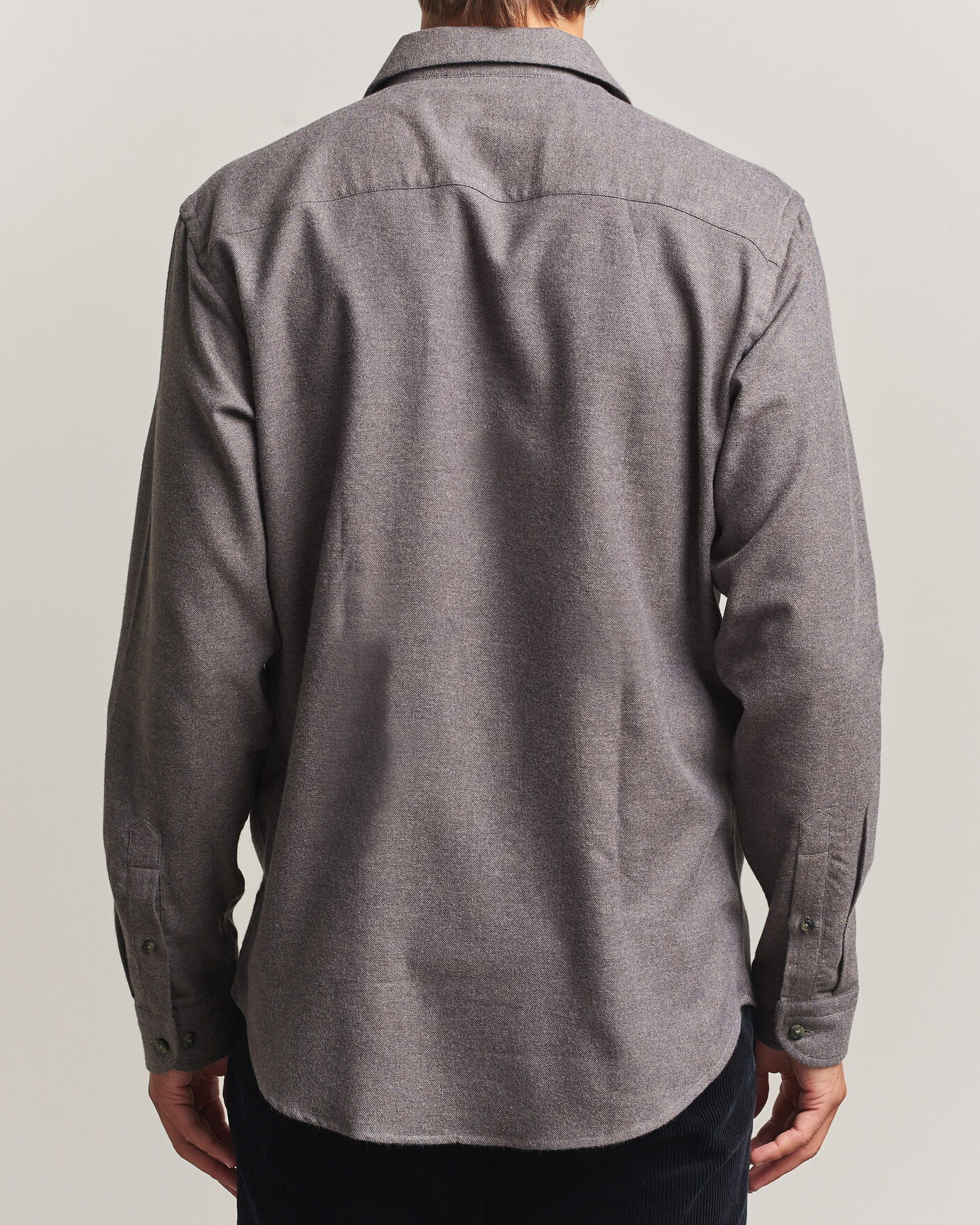 Mies | Kauluspaidat | Eton | Casual Fit One Piece Collar Flannel Shirt Dark Brown