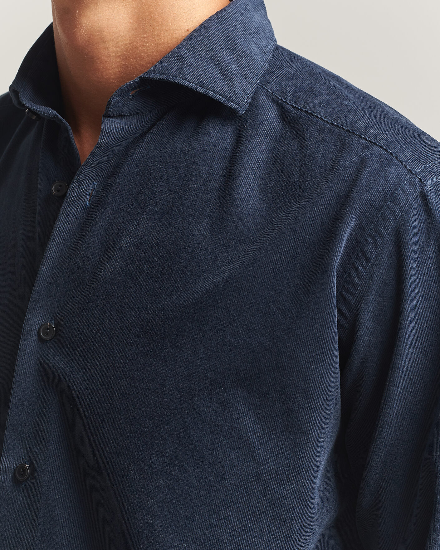 Mies | Kauluspaidat | Eton | Casual Fit Corduroy Shirt Navy Blue