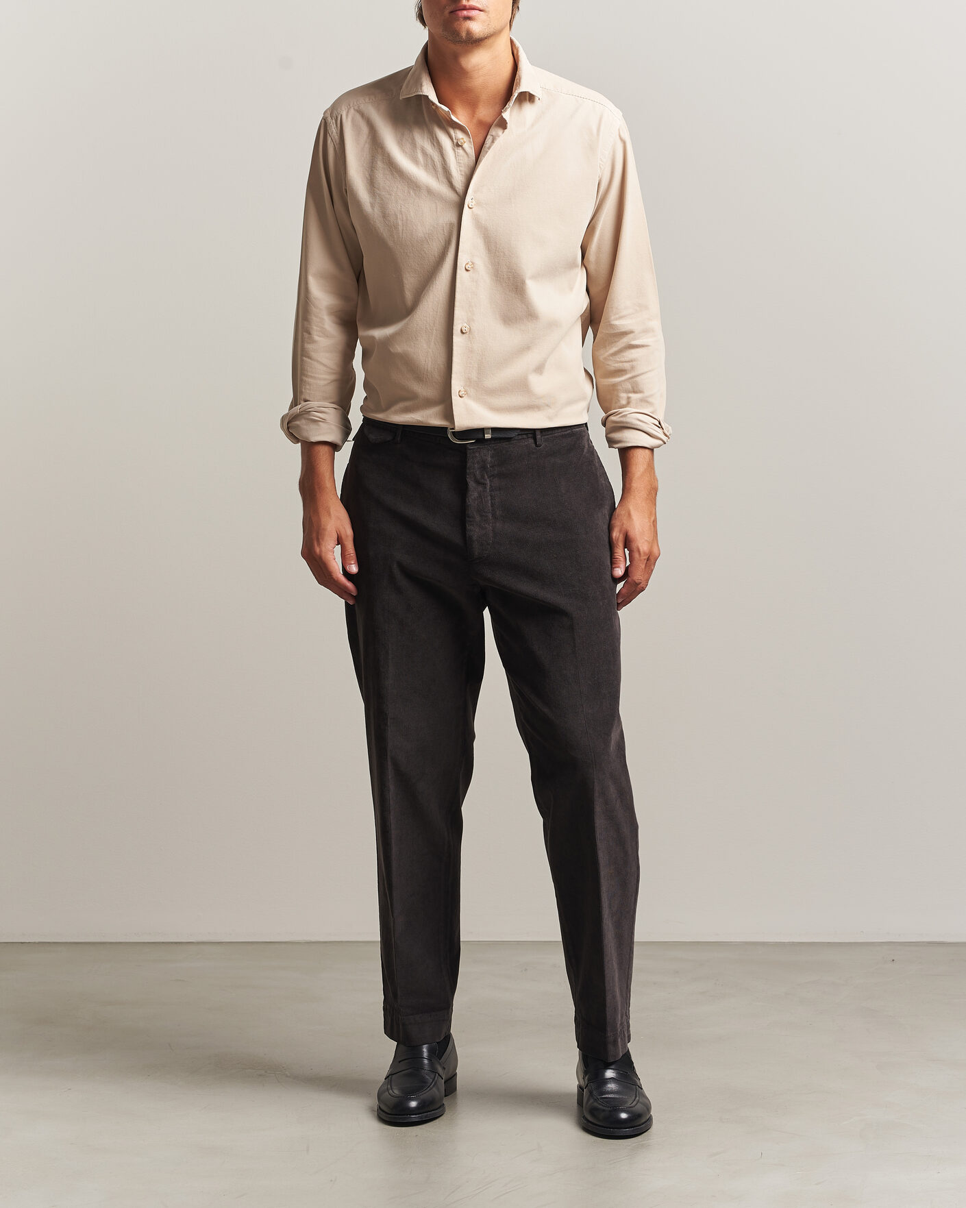Mies | Kauluspaidat | Eton | Casual Fit Corduroy Shirt Beige