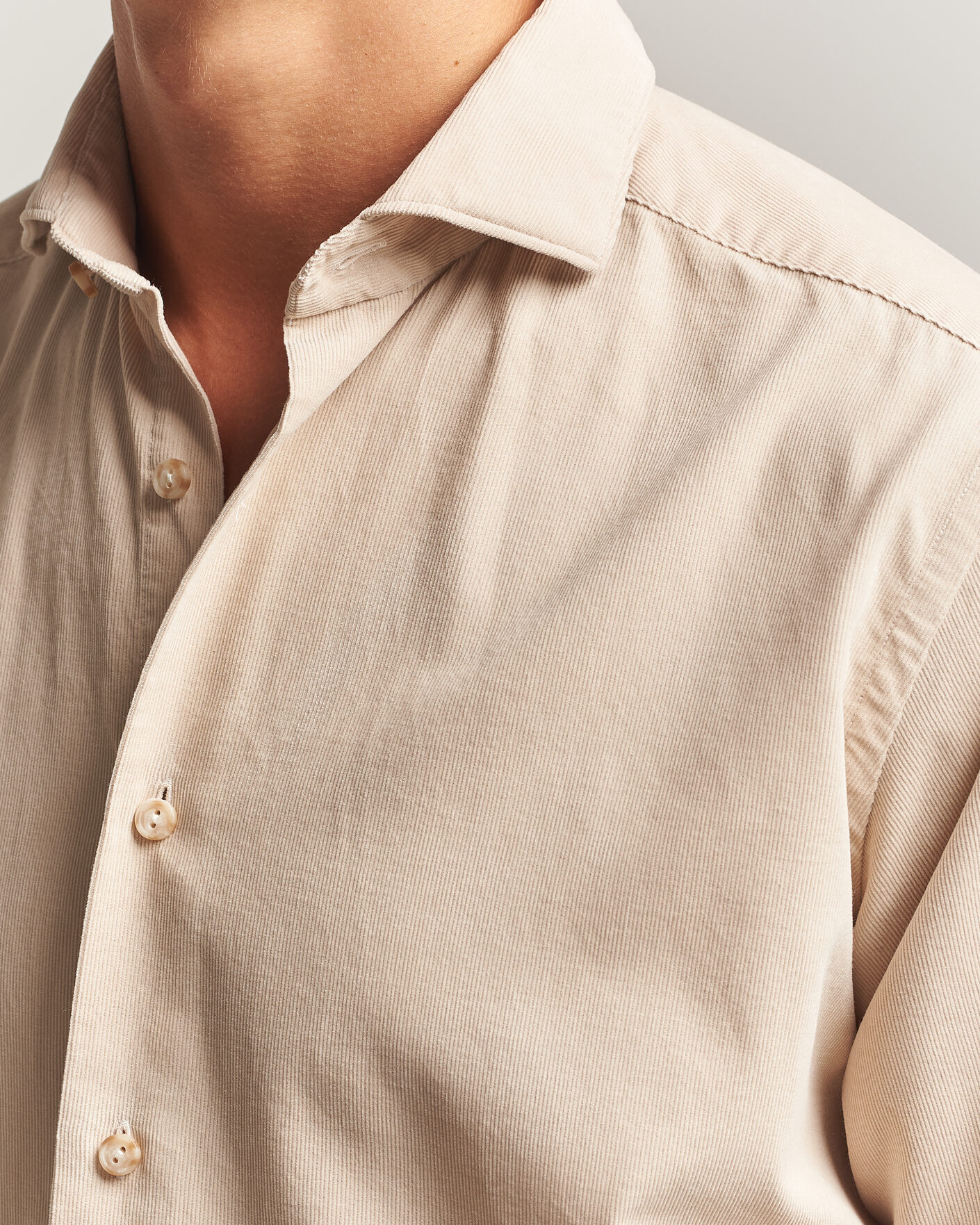 Mies | Kauluspaidat | Eton | Casual Fit Corduroy Shirt Beige