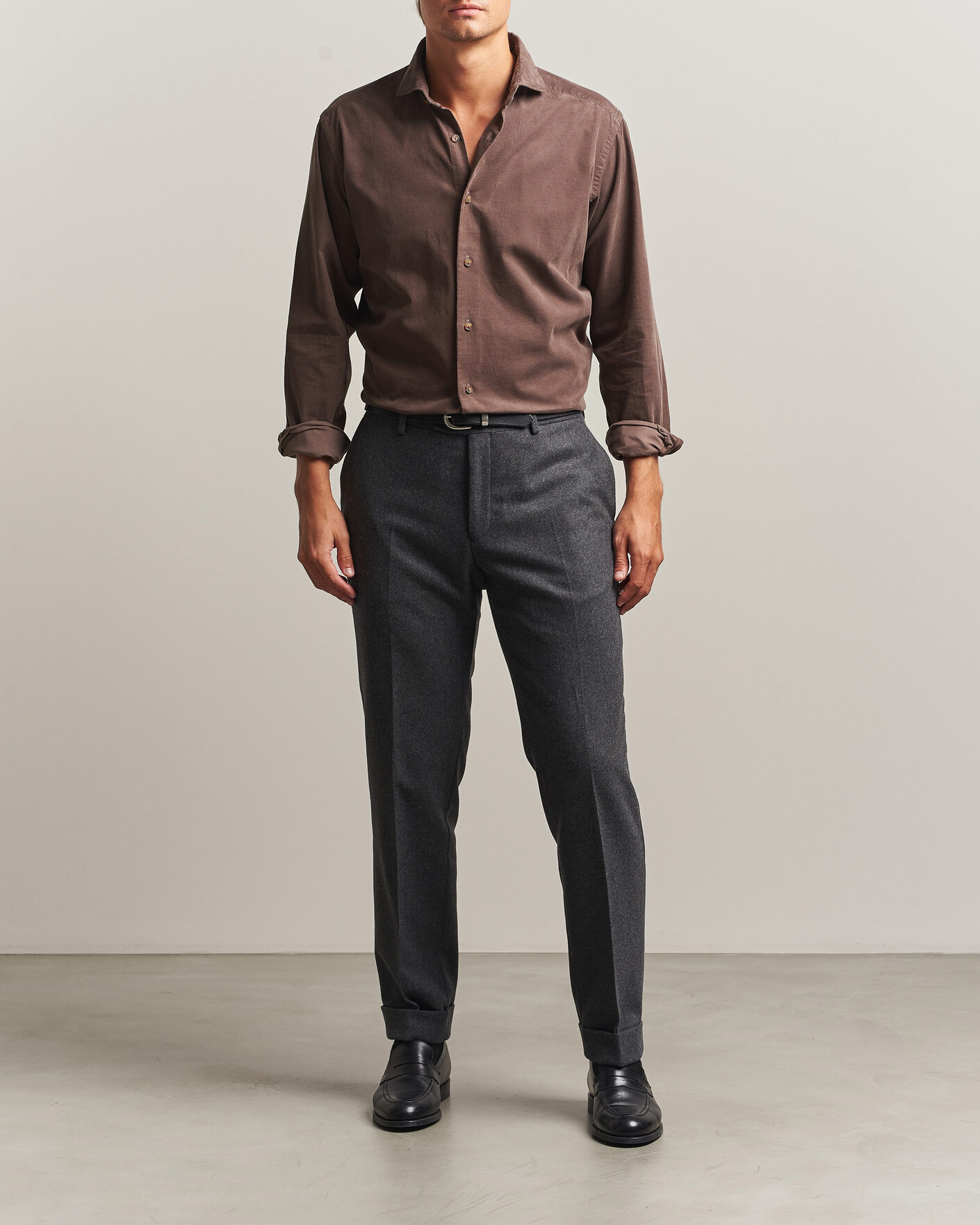 Mies | Kauluspaidat | Eton | Casual Fit Corduroy Shirt Dark Brown