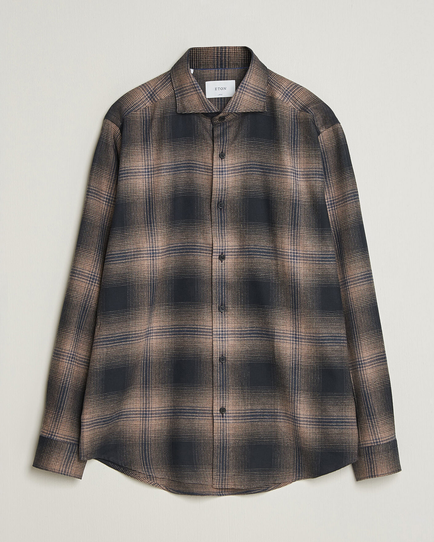 Mies | Kauluspaidat | Eton | Casual Fit Checked Flannel Shirt Navy Blue