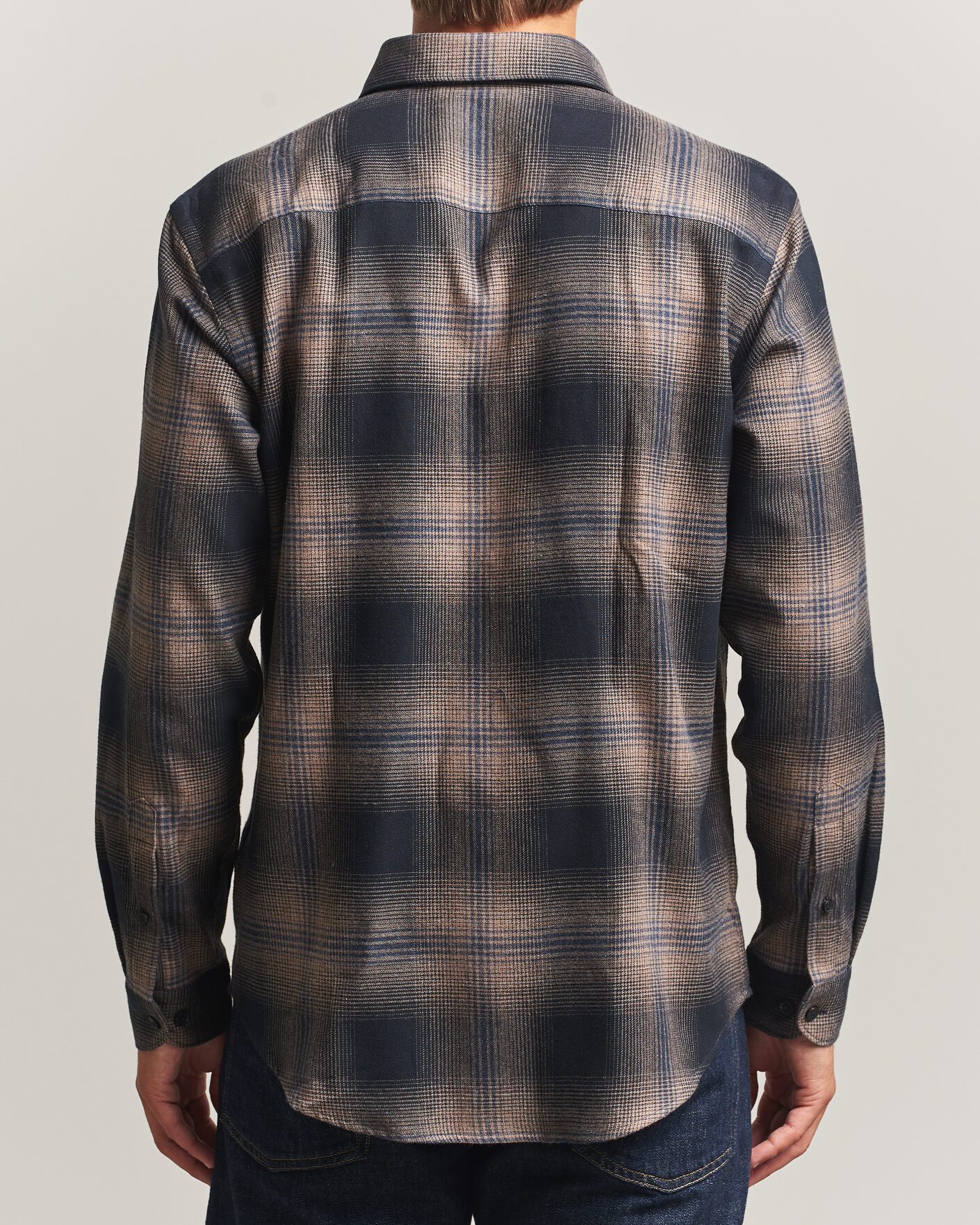 Mies | Kauluspaidat | Eton | Casual Fit Checked Flannel Shirt Navy Blue