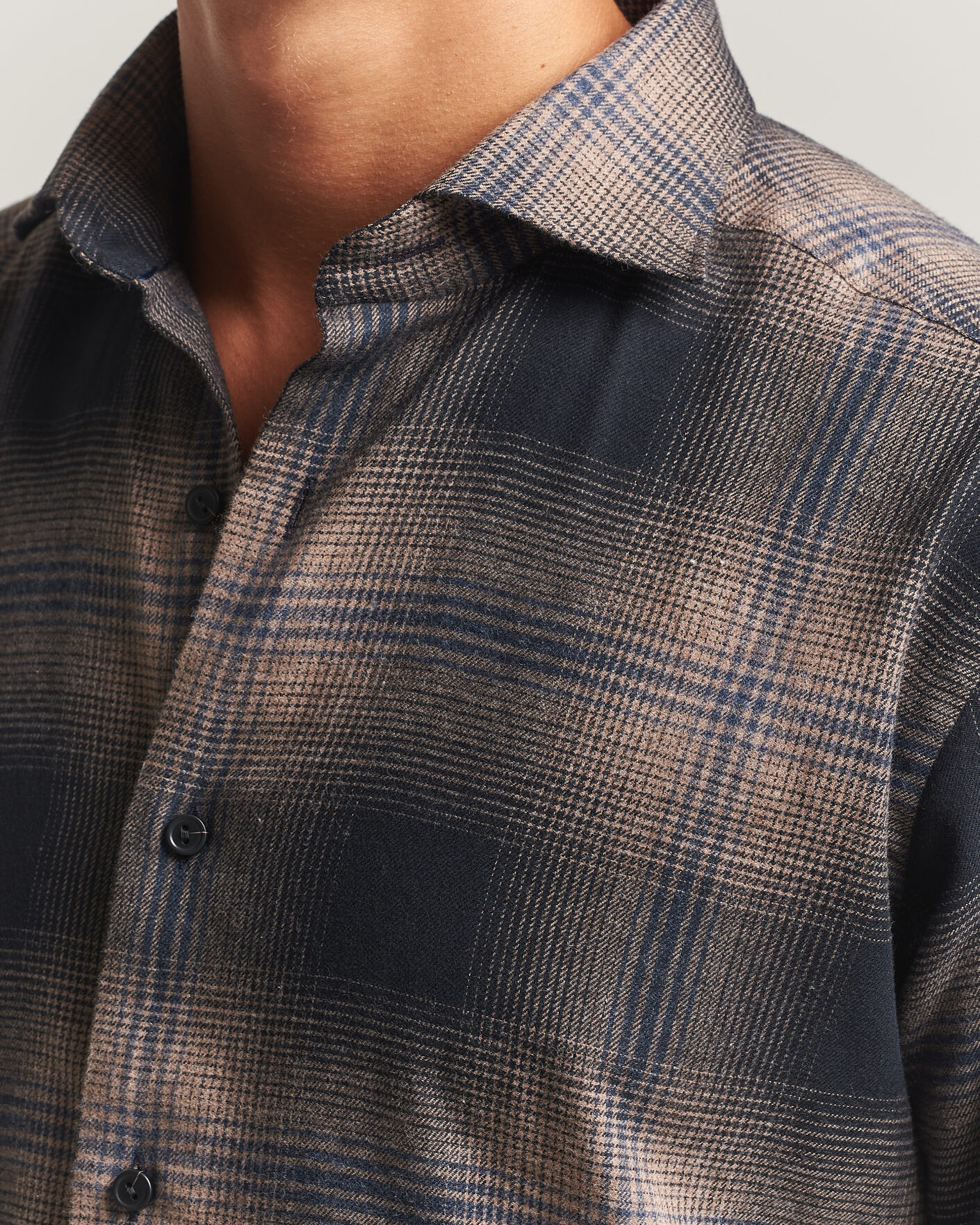 Mies | Kauluspaidat | Eton | Casual Fit Checked Flannel Shirt Navy Blue