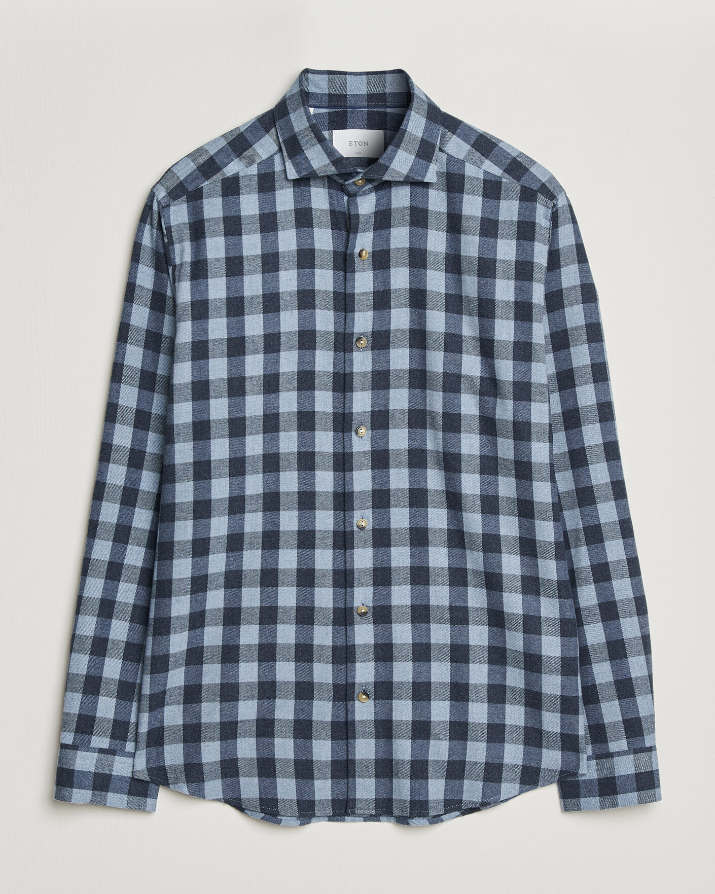Mies | Kauluspaidat | Eton | Casual Fit Checked Flannel Shirt Mid Blue