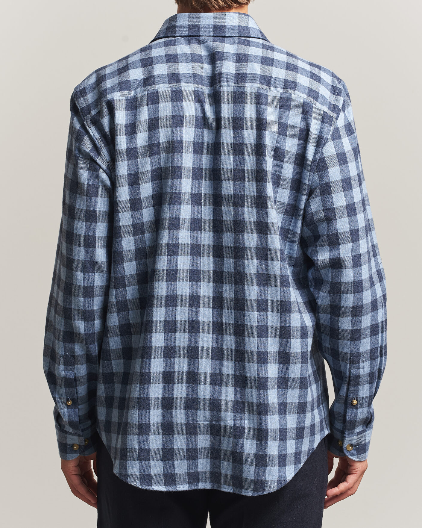 Mies | Kauluspaidat | Eton | Casual Fit Checked Flannel Shirt Mid Blue
