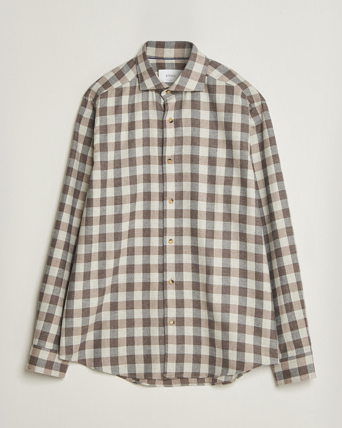 Mies | Kauluspaidat | Eton | Casual Fit Checked Flannel Shirt Beige