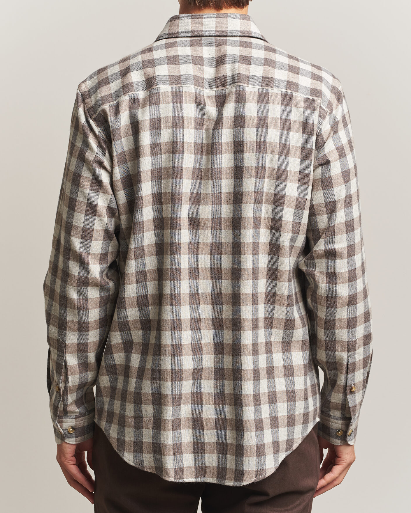 Mies | Kauluspaidat | Eton | Casual Fit Checked Flannel Shirt Beige