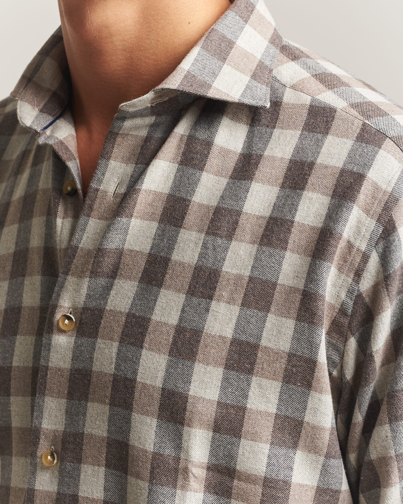 Mies | Kauluspaidat | Eton | Casual Fit Checked Flannel Shirt Beige
