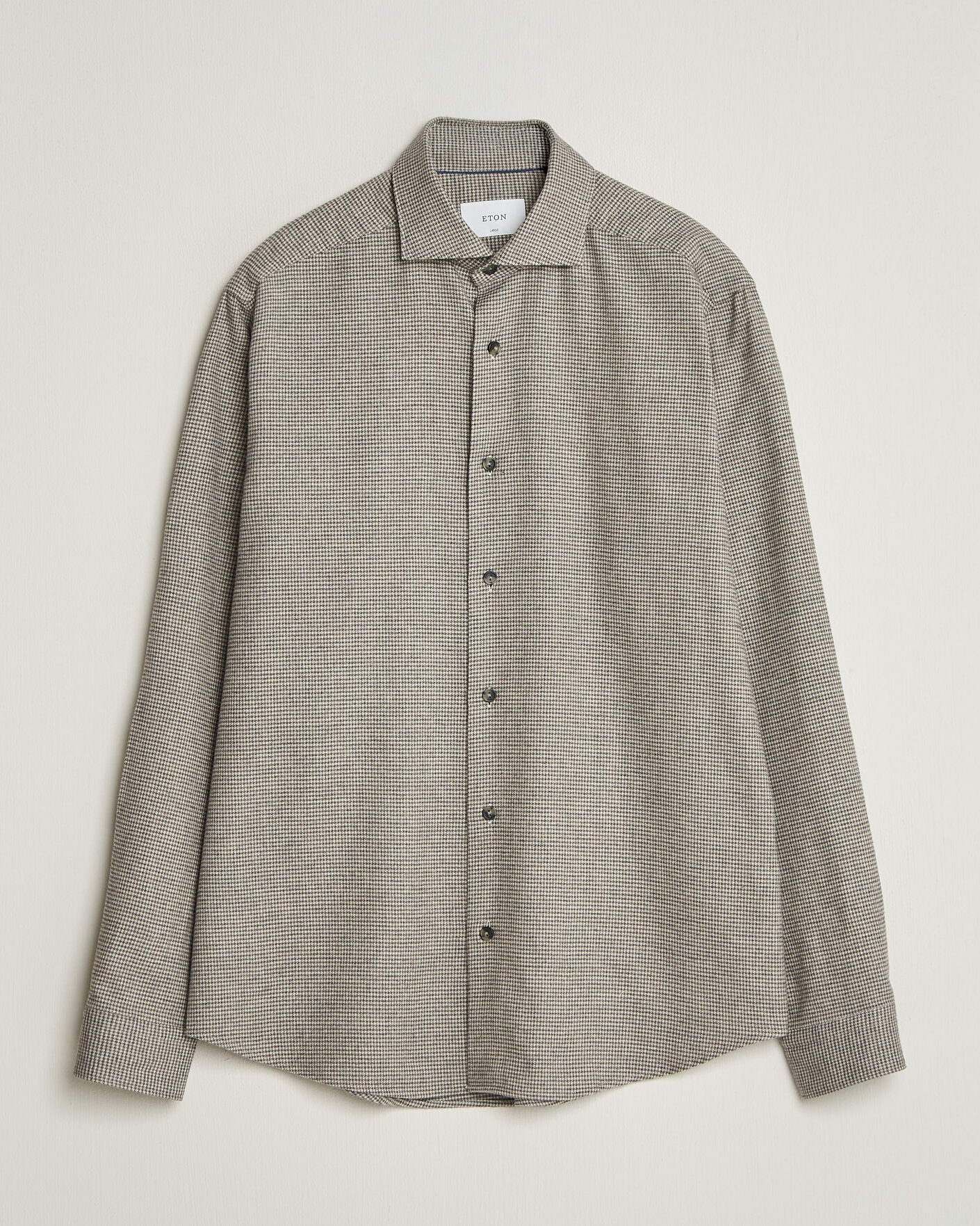Mies | Kauluspaidat | Eton | Casual Fit Houndstooth Flannel Shirt Mid Grey