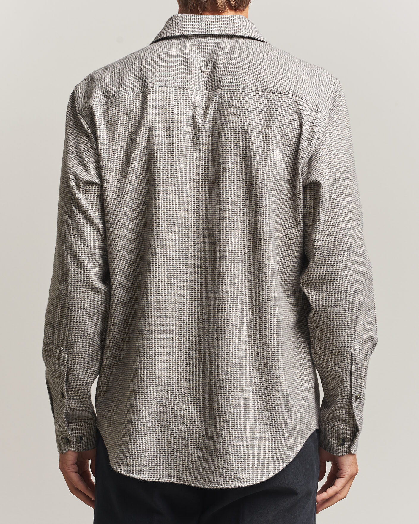 Mies | Kauluspaidat | Eton | Casual Fit Houndstooth Flannel Shirt Mid Grey
