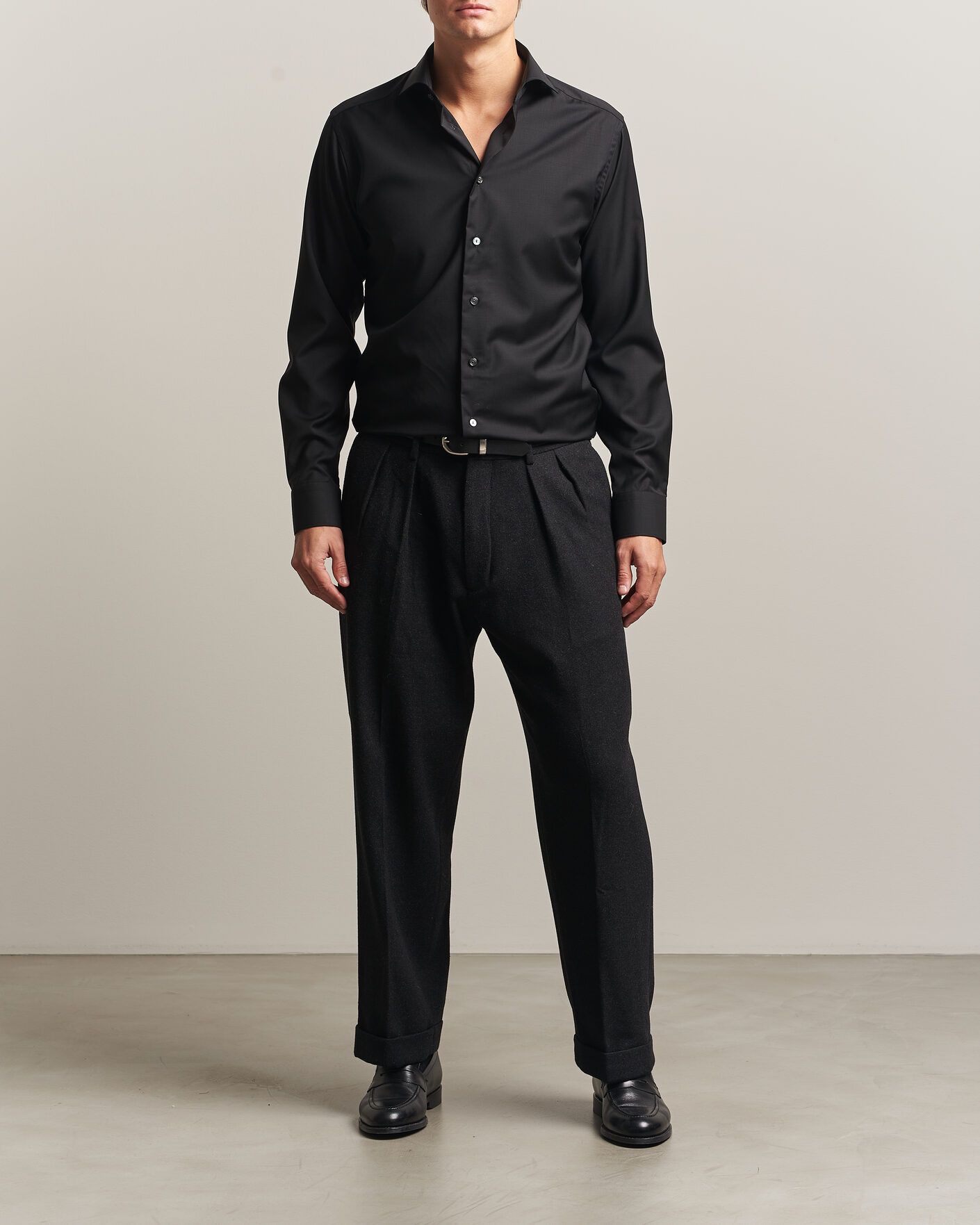 Mies | Kauluspaidat | Eton | Slim Fit Merino Shirt Black