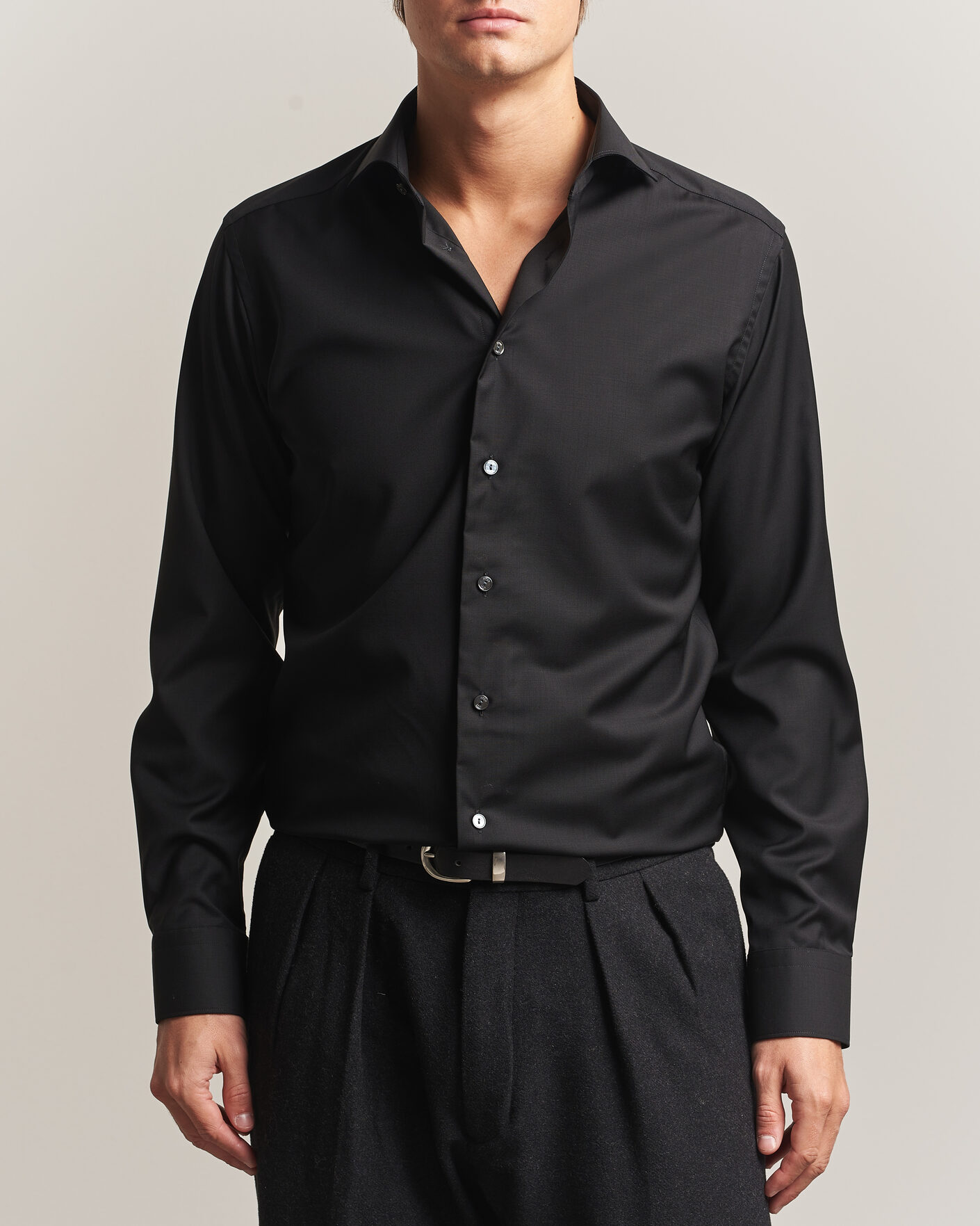 Mies | Kauluspaidat | Eton | Slim Fit Merino Shirt Black