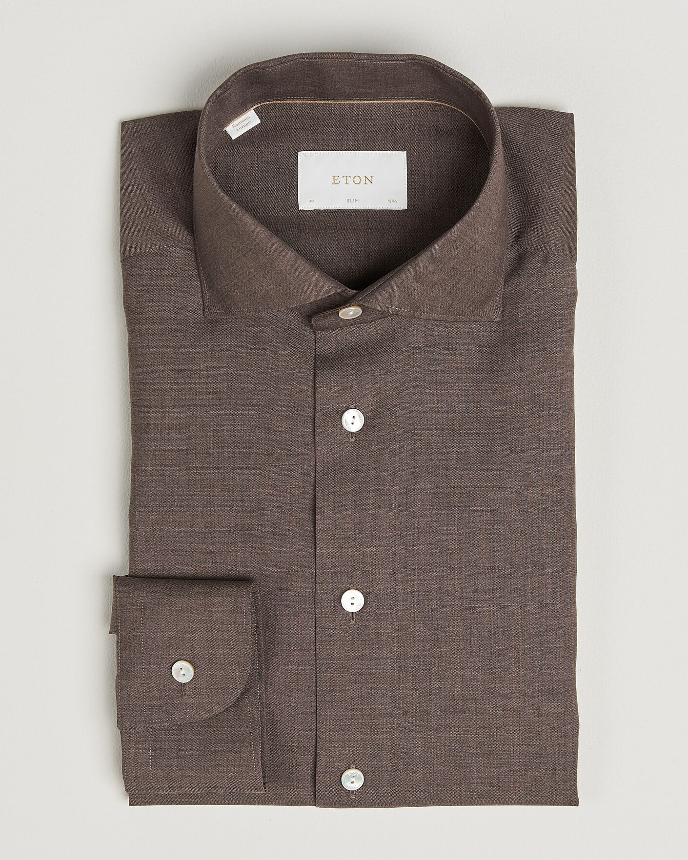Mies | Kauluspaidat | Eton | Slim Fit Merino Shirt Brown