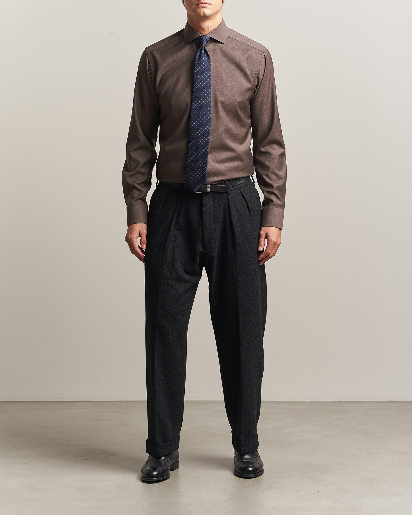 Mies | Kauluspaidat | Eton | Slim Fit Merino Shirt Brown