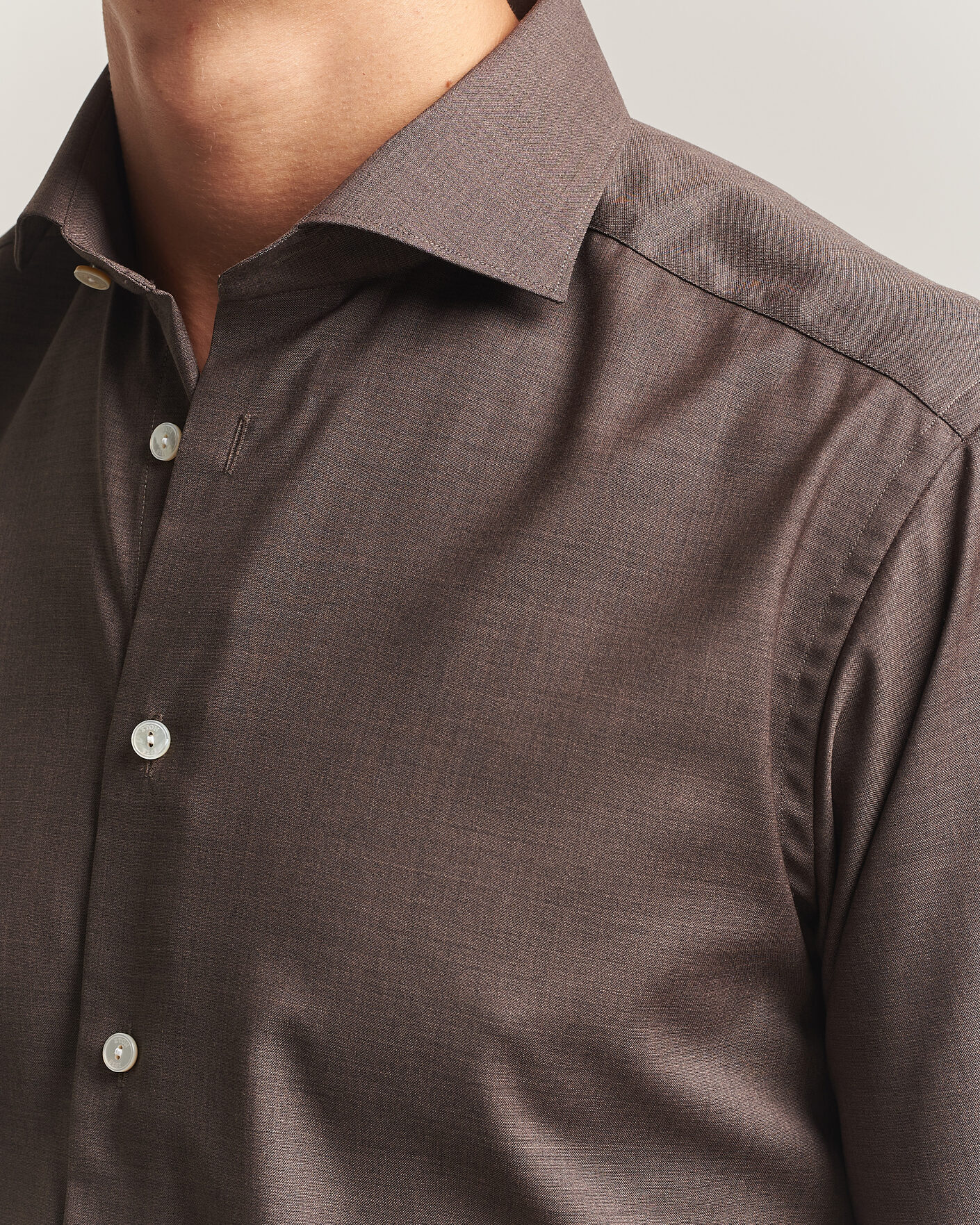 Mies | Kauluspaidat | Eton | Slim Fit Merino Shirt Brown