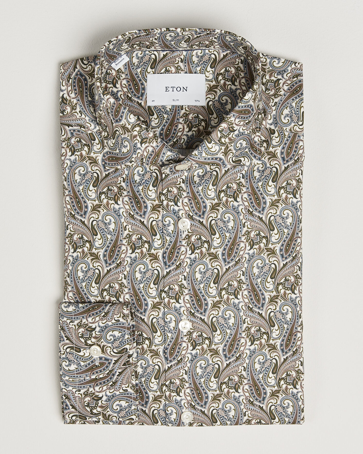 Mies | Kauluspaidat | Eton | Slim Fit Signature Twill Printed Shirt Green Multi