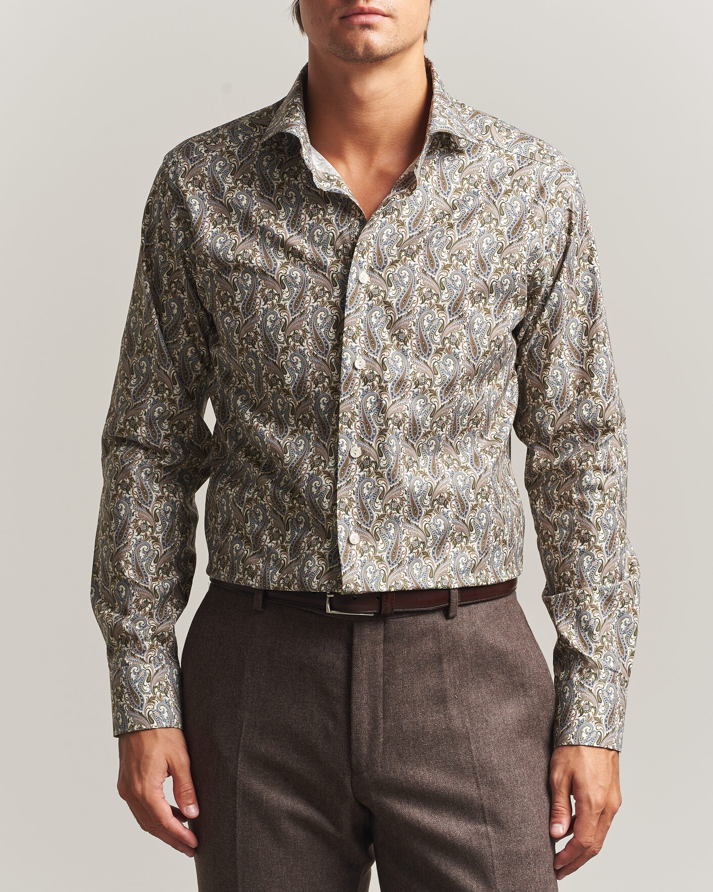 Mies | Kauluspaidat | Eton | Slim Fit Signature Twill Printed Shirt Green Multi
