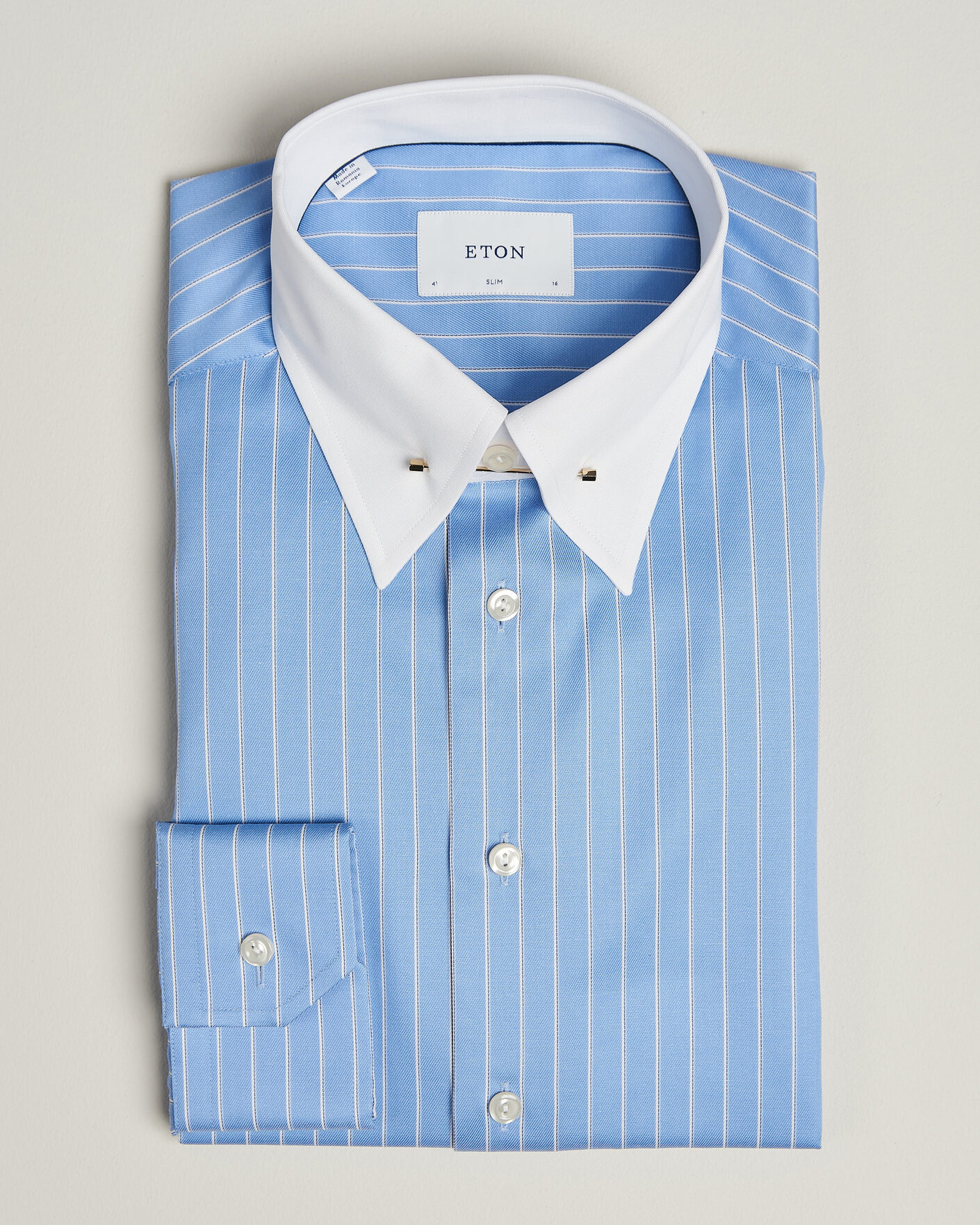 Mies | Kauluspaidat | Eton | Slim Fit Signature Twill Striped Shirt Mid Blue