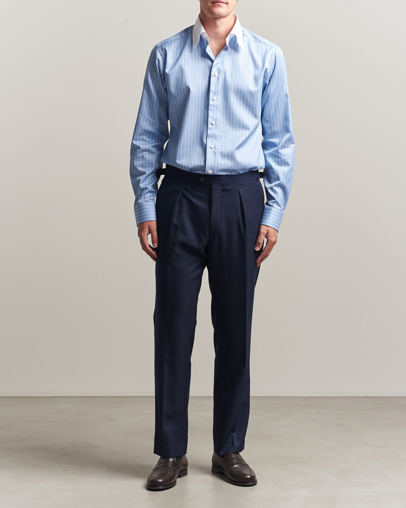 Mies | Kauluspaidat | Eton | Slim Fit Signature Twill Striped Shirt Mid Blue