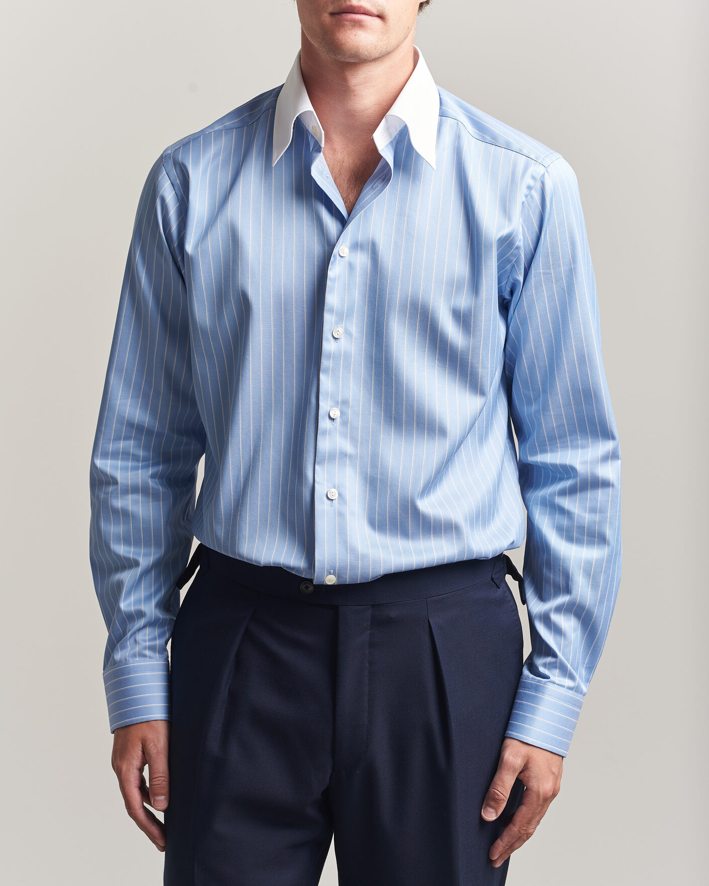 Mies | Kauluspaidat | Eton | Slim Fit Signature Twill Striped Shirt Mid Blue