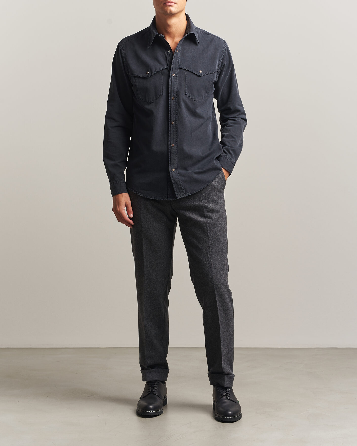 Mies | Kauluspaidat | Eton | Indigo Western Shirt Black
