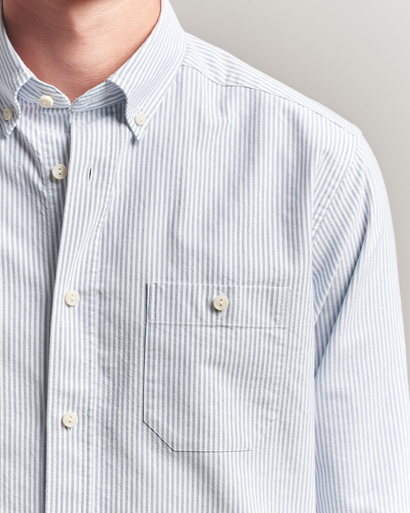 Mies | Kauluspaidat | Eton | Regular Fit Ivy Oxford Striped Shirt Mid Blue