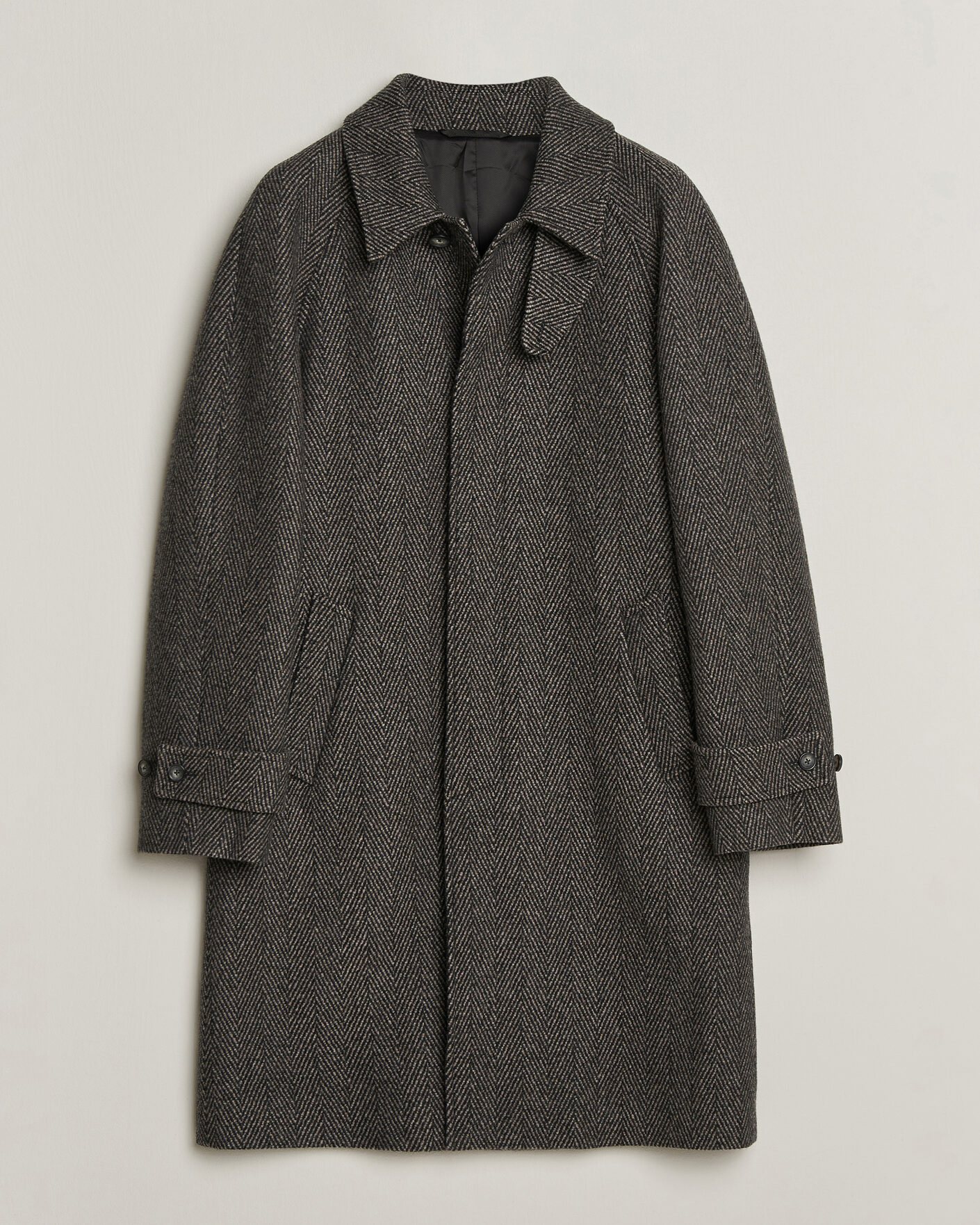 Mies | Takit | Eton | Wool/Cashmere Herringbone Raglan Coat Dark Brown
