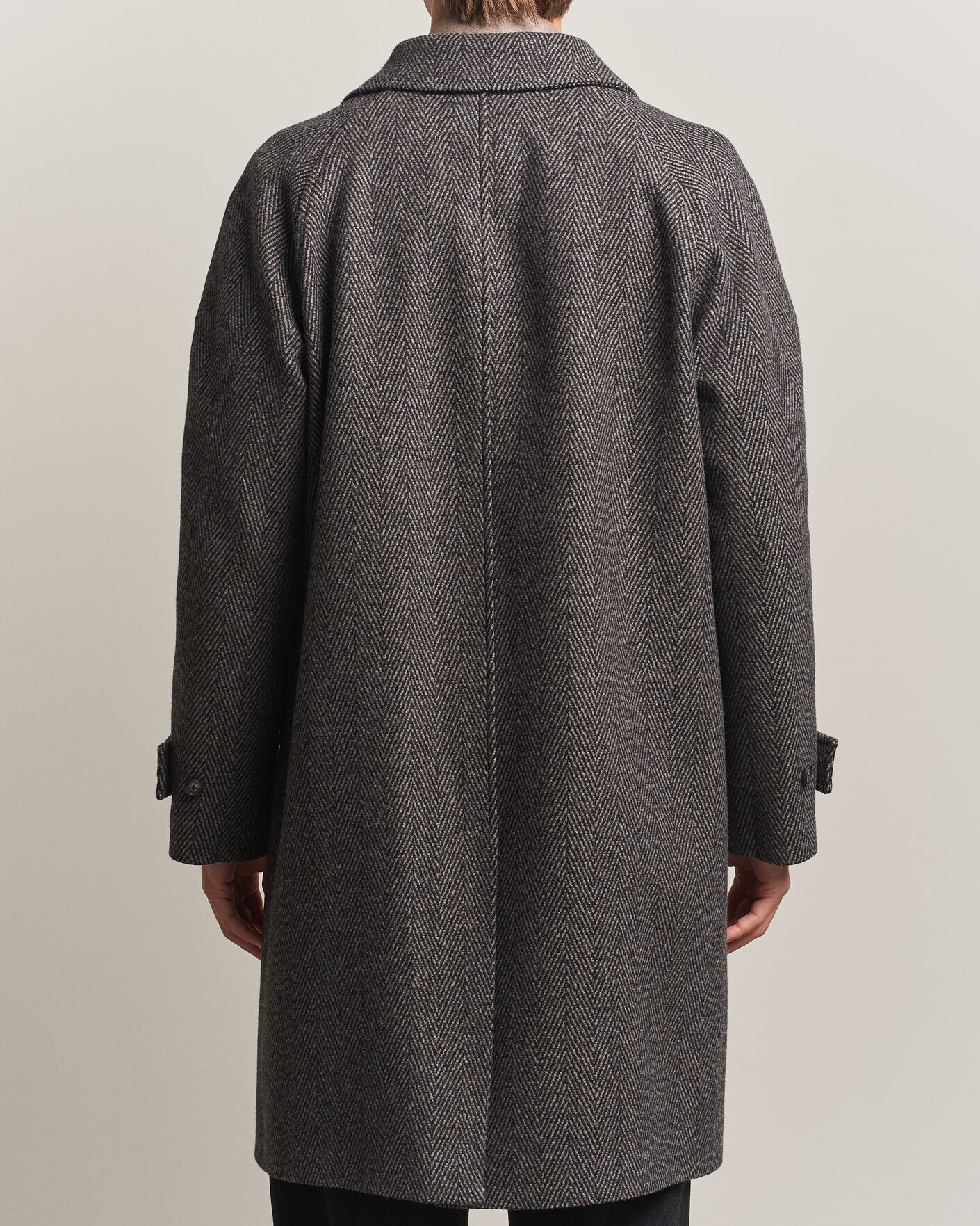 Mies | Takit | Eton | Wool/Cashmere Herringbone Raglan Coat Dark Brown