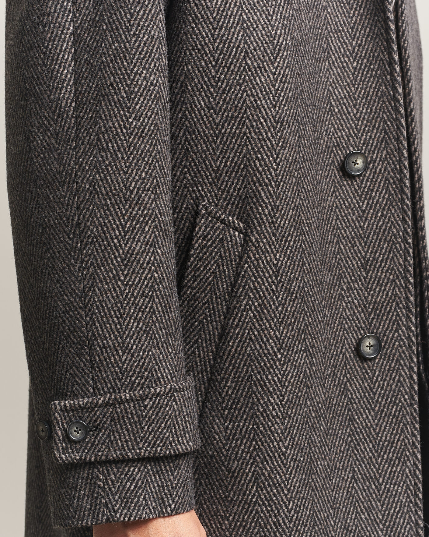 Mies | Takit | Eton | Wool/Cashmere Herringbone Raglan Coat Dark Brown