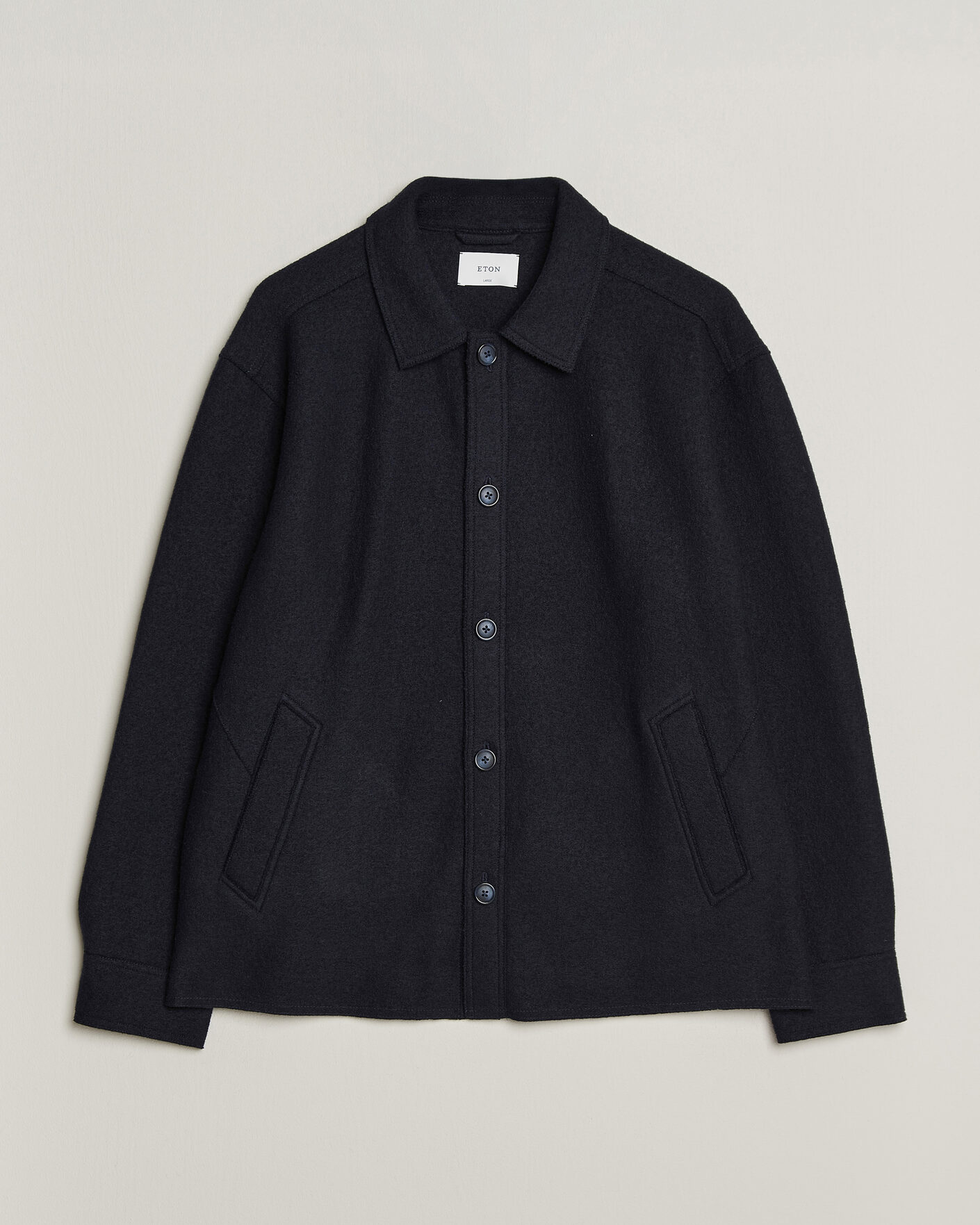 Mies | Takit | Eton | Boiled Wool Shirt Jacket Navy Blue