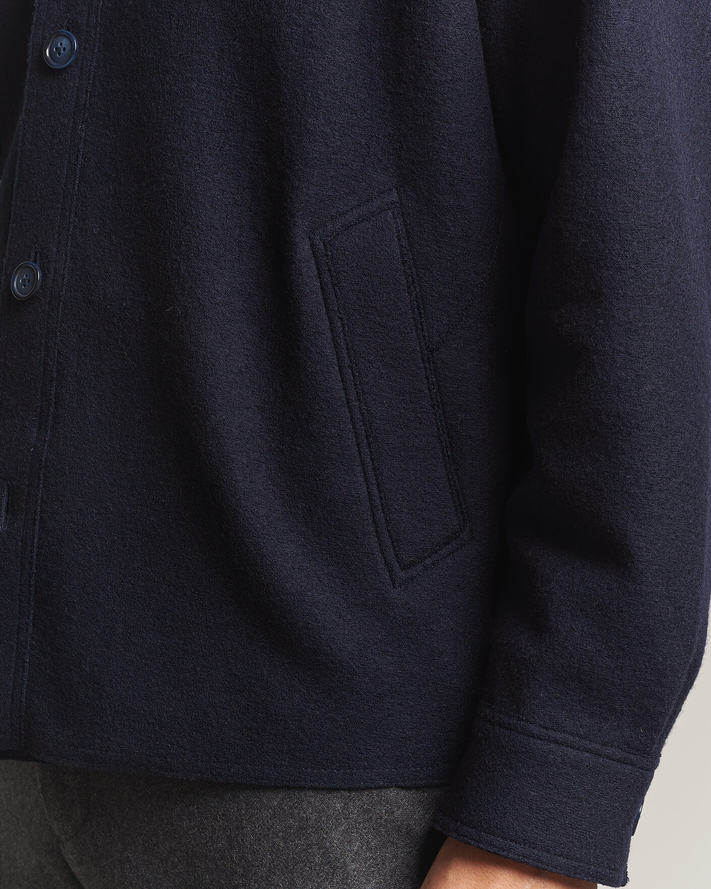 Mies | Takit | Eton | Boiled Wool Shirt Jacket Navy Blue