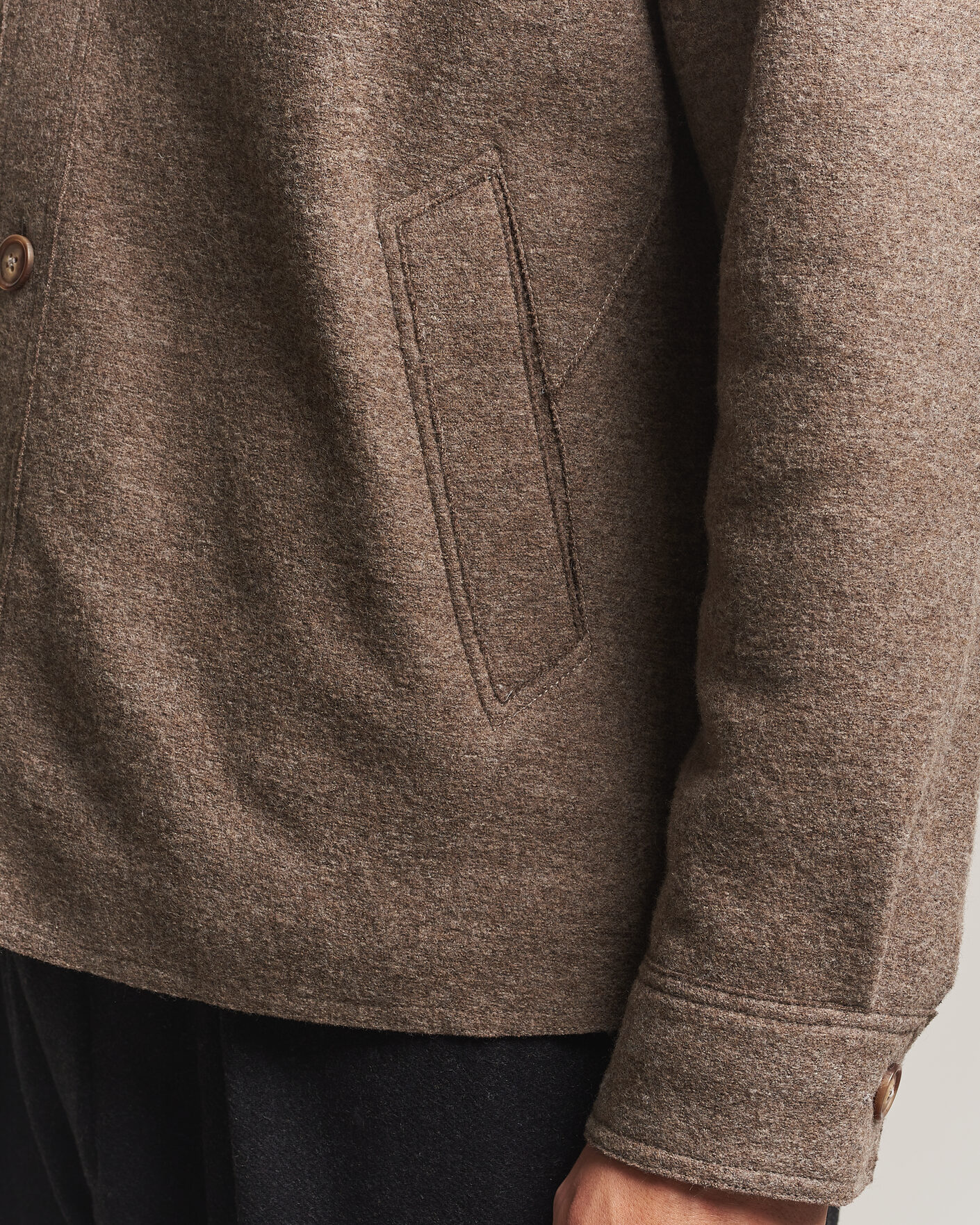 Mies | Takit | Eton | Boiled Wool Shirt Jacket Brown
