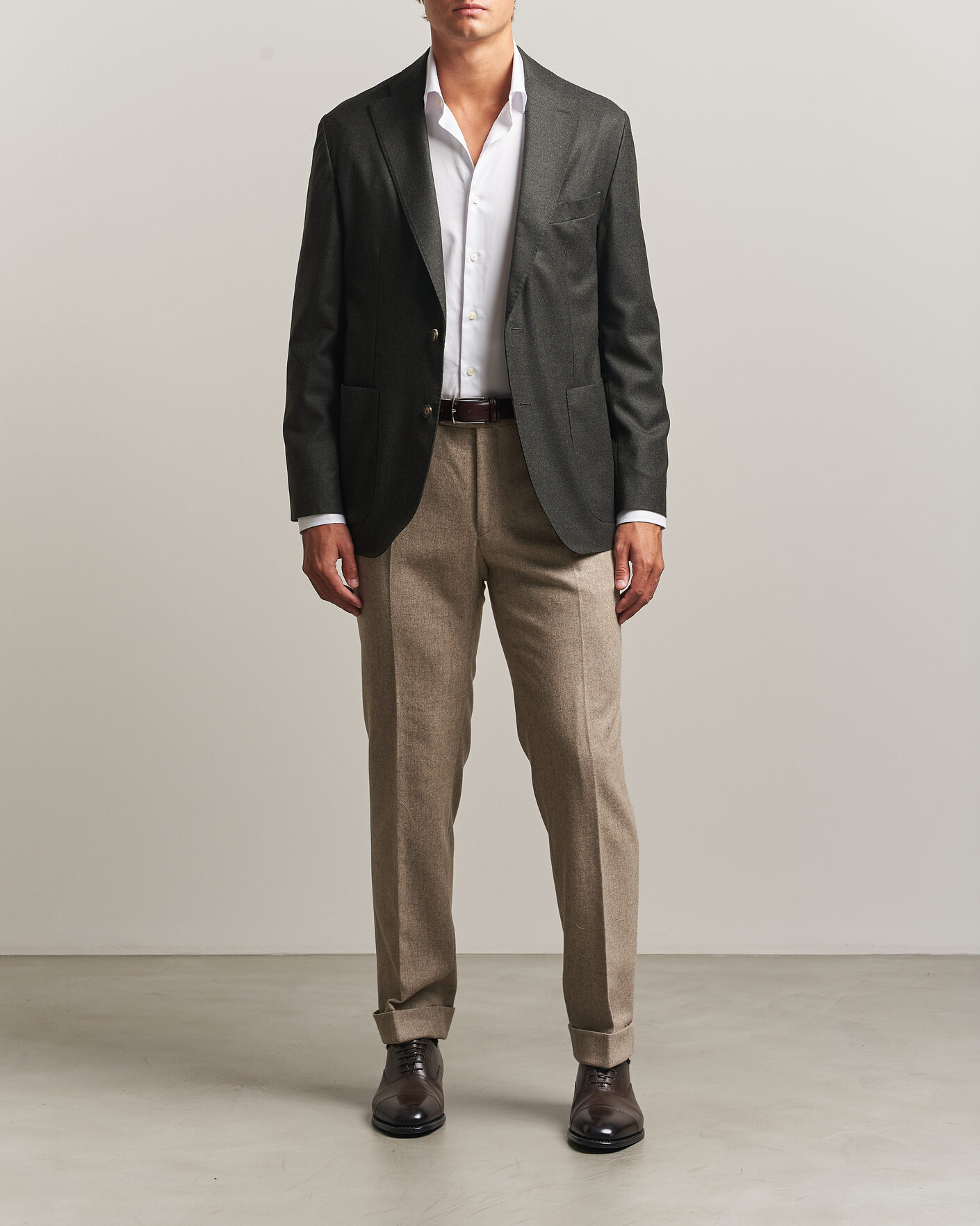 Mies | Pikkutakit | Eton | Wool Flannel Soft Jacket Dark Green